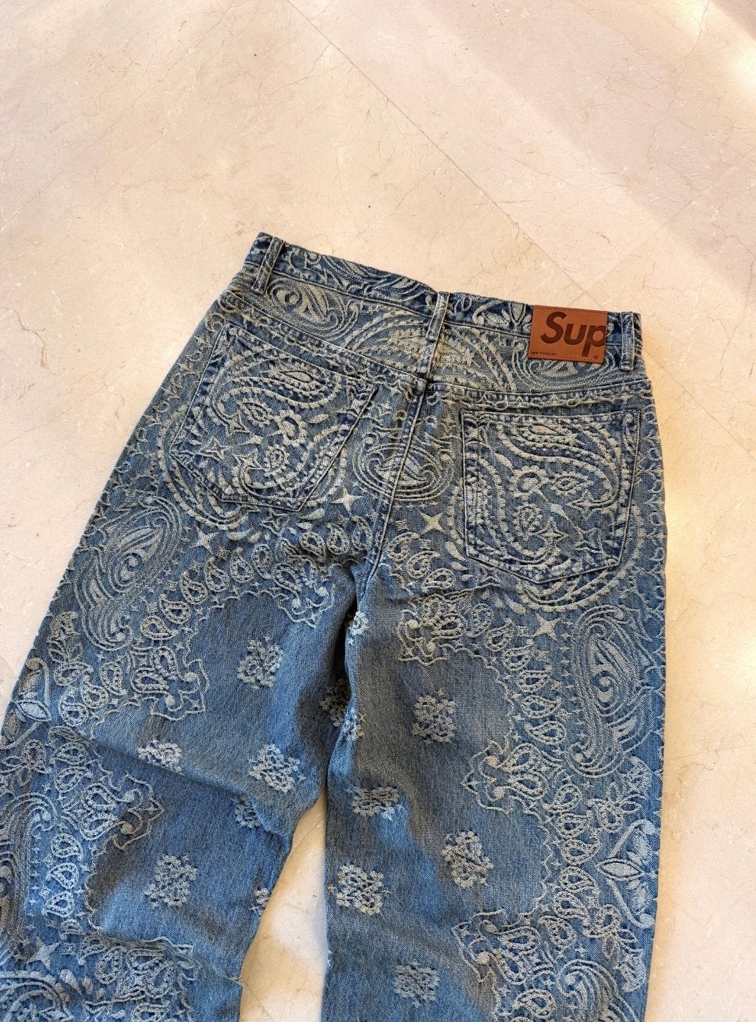 Supreme Bandana Jacquard Baggy Jeans Blue