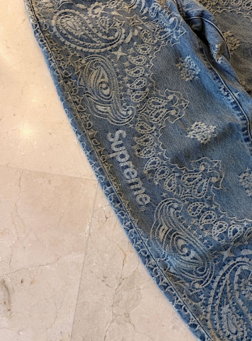 Supreme Bandana Jacquard Baggy Jeans Blue