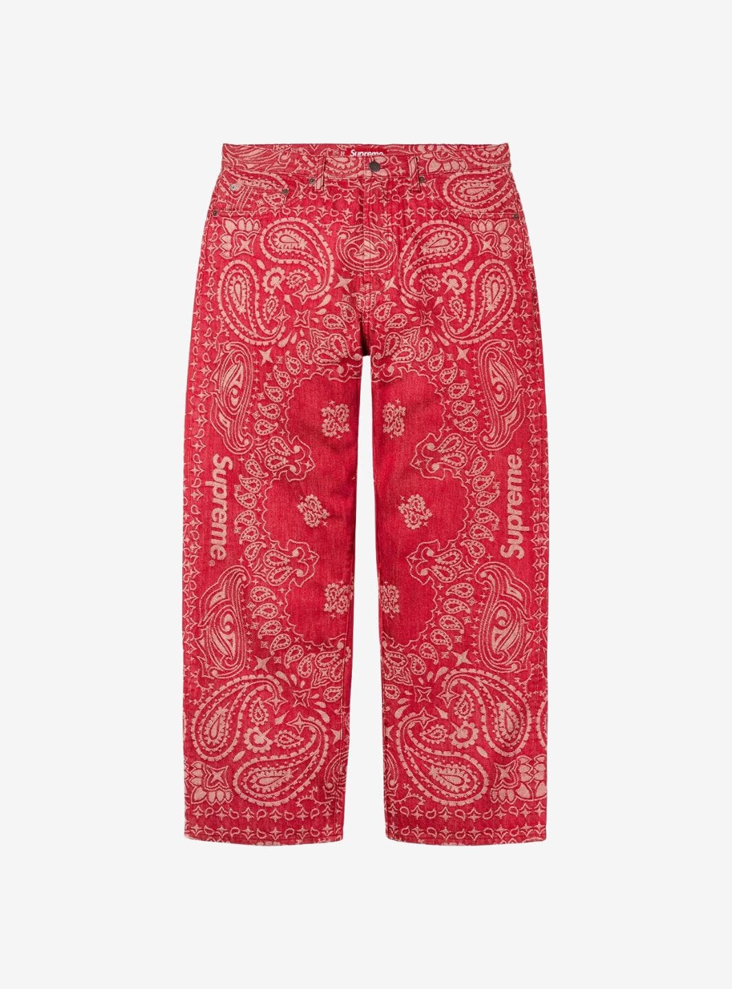 Supreme Bandana Jacquard Baggy Jeans Red