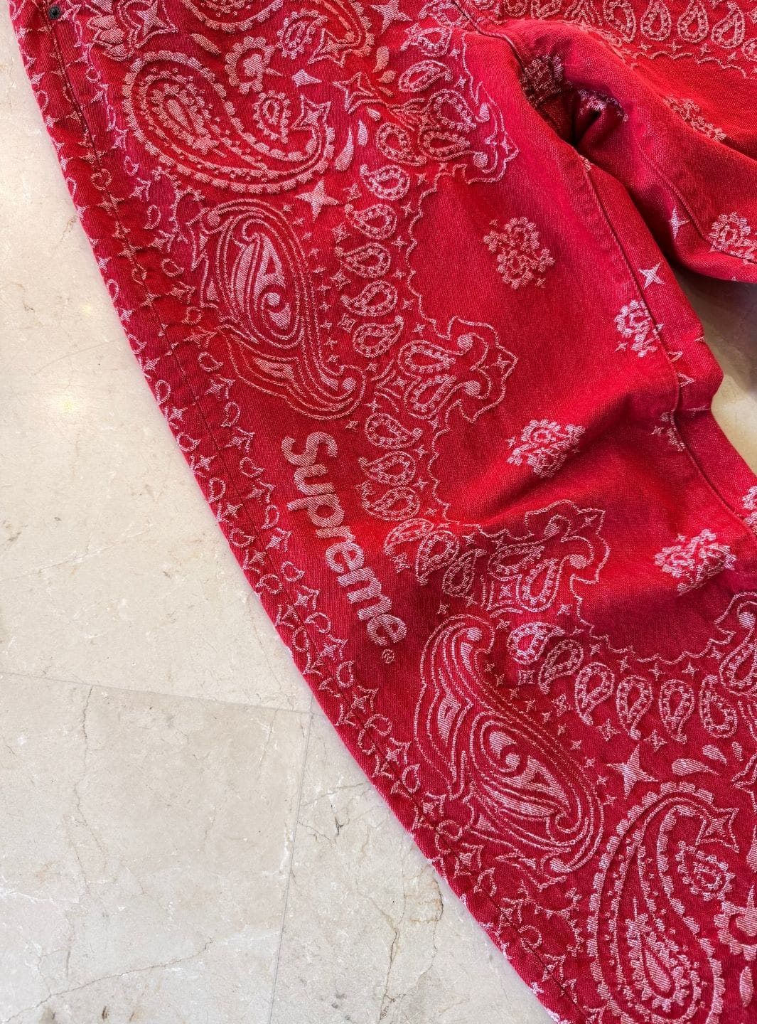 Supreme Bandana Jacquard Baggy Jeans Red