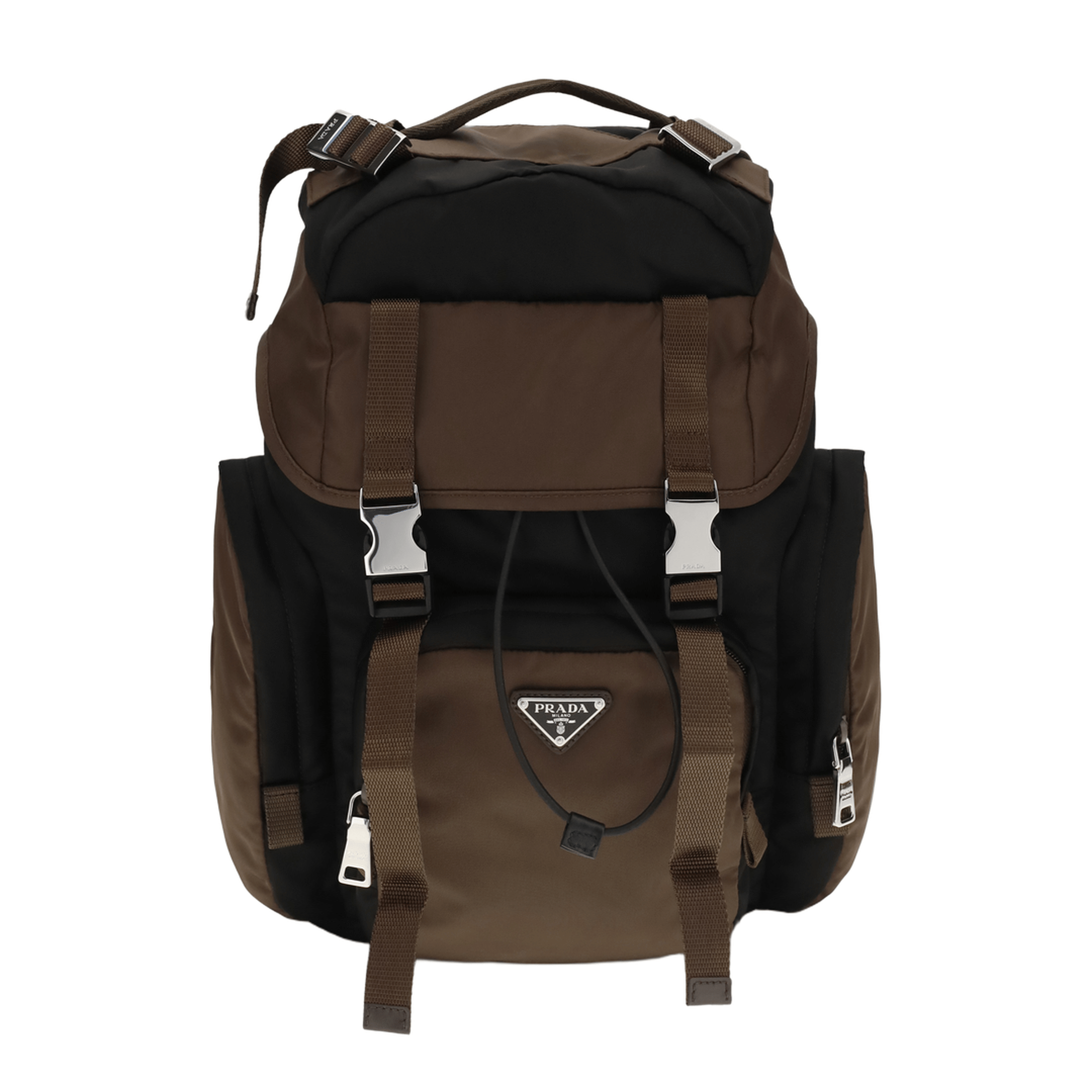 Prada Re - Nylon & Leather Backpack - Black/Burnt