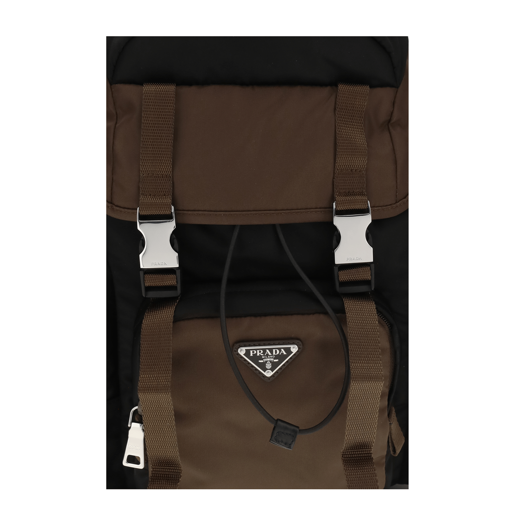 Prada Re - Nylon & Leather Backpack - Black/Burnt