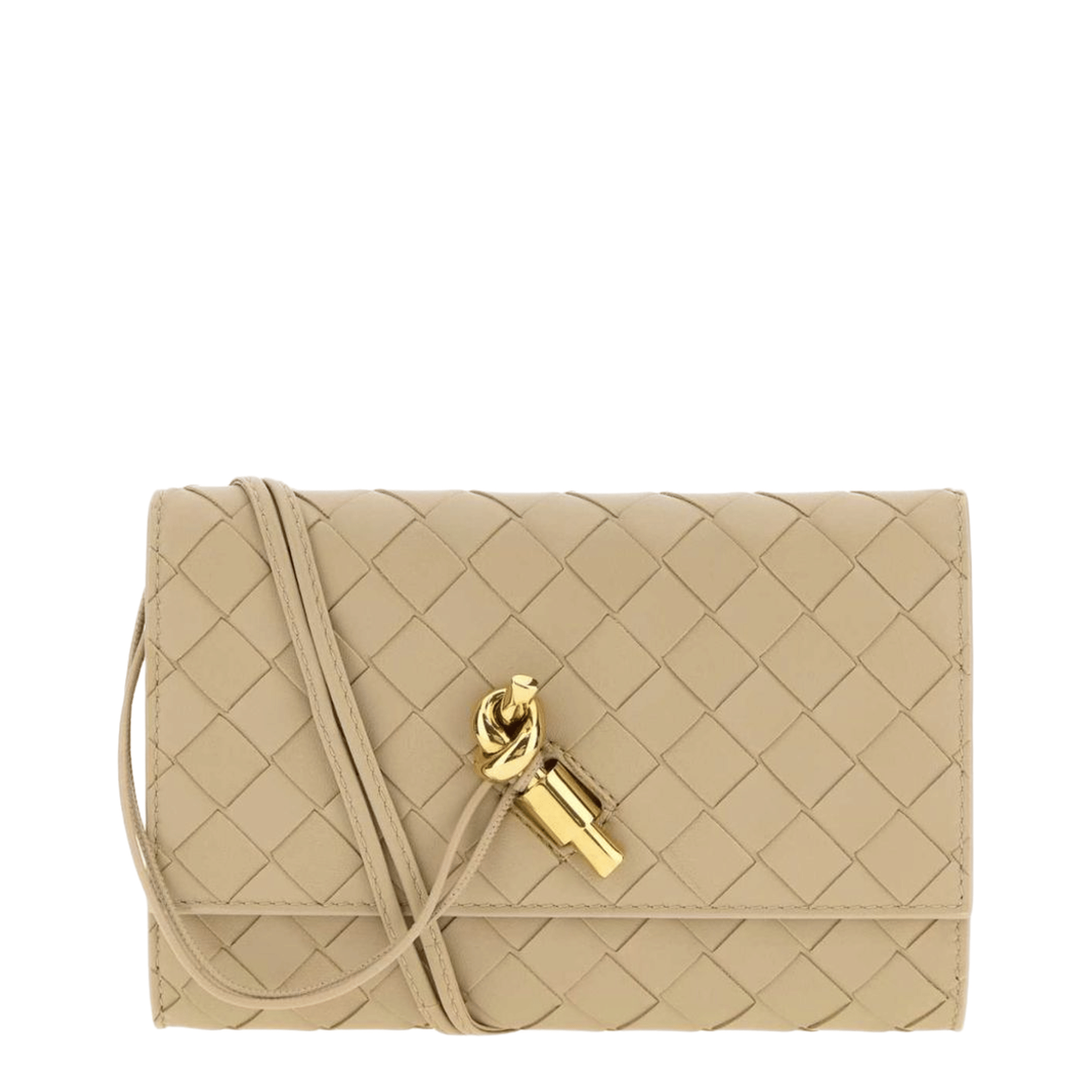 Bottega Veneta Andiamo Leather Pouch On Strap - Ecru