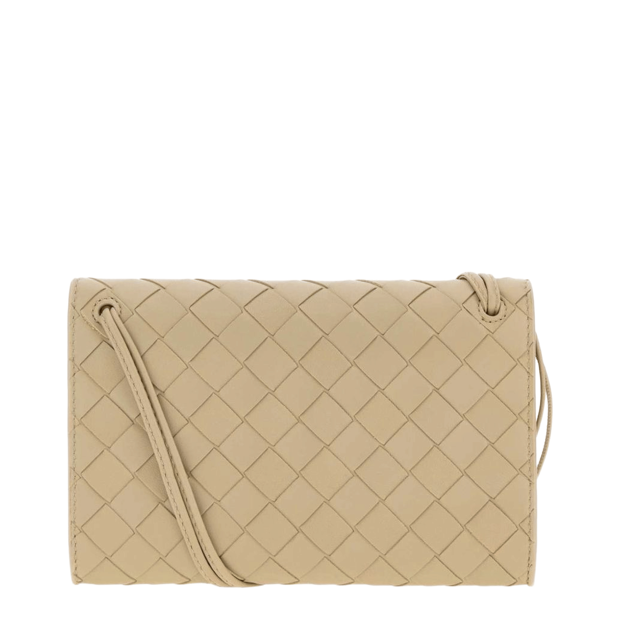 Bottega Veneta Andiamo Leather Pouch On Strap - Ecru