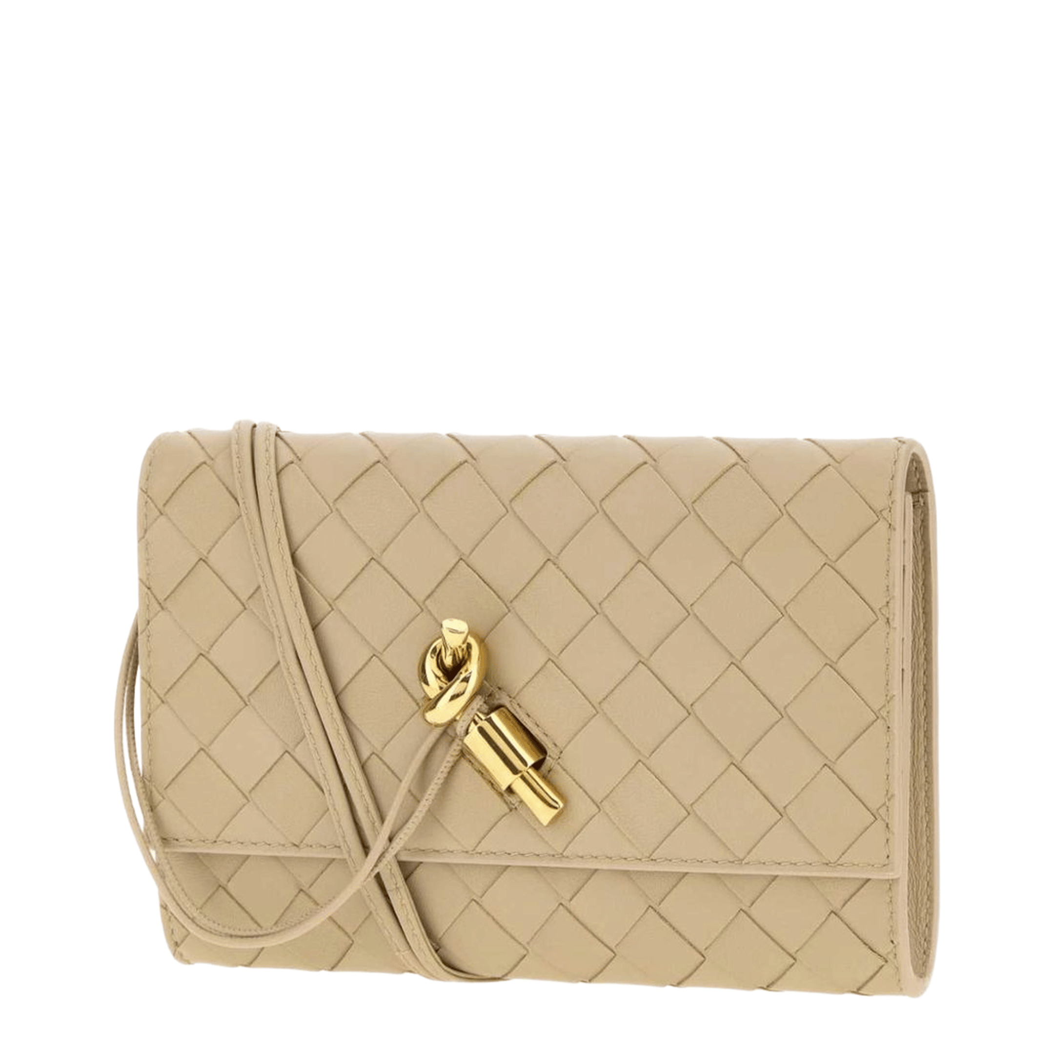 Bottega Veneta Andiamo Leather Pouch On Strap - Ecru