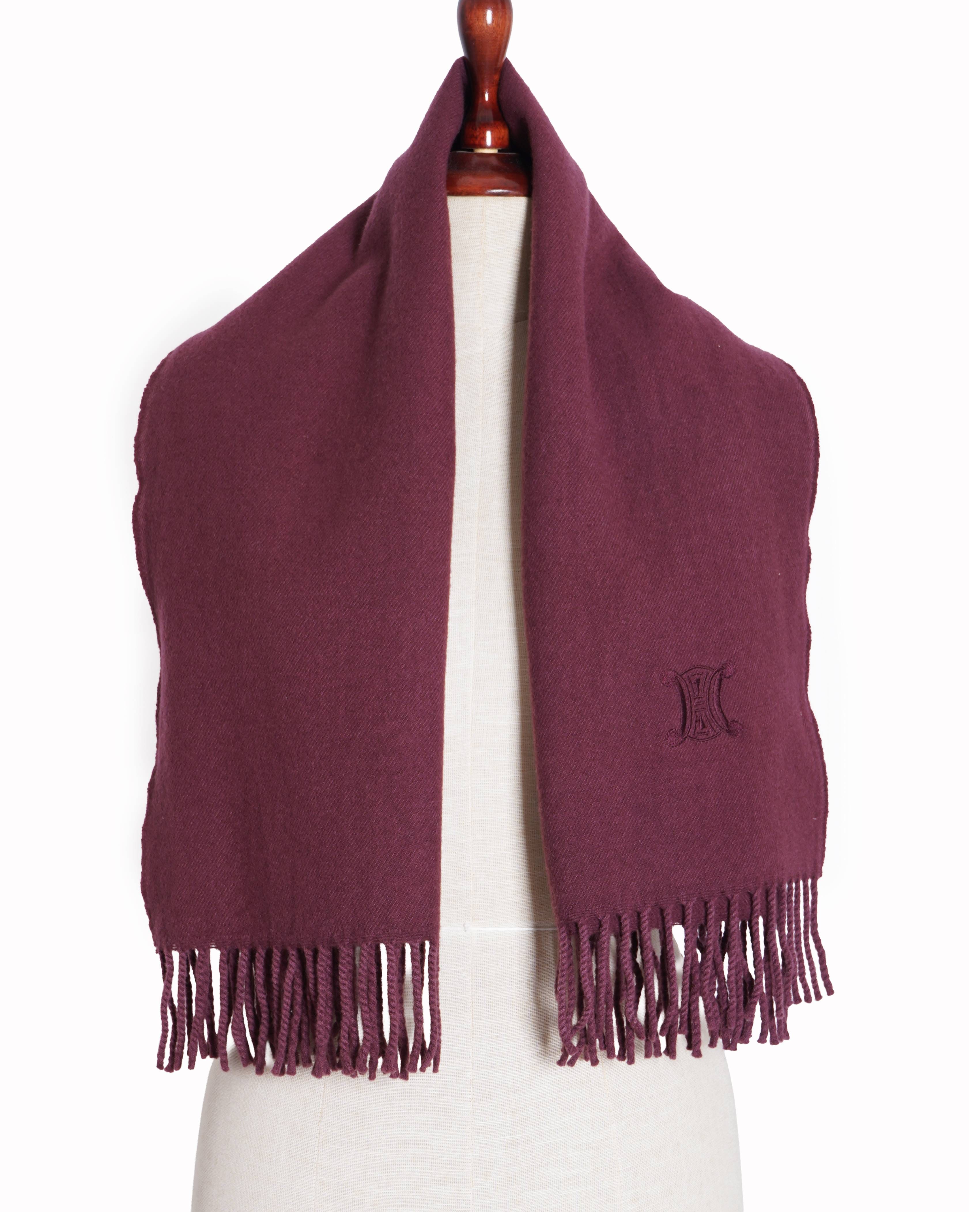 Celine Burgundy Fringe Scarf