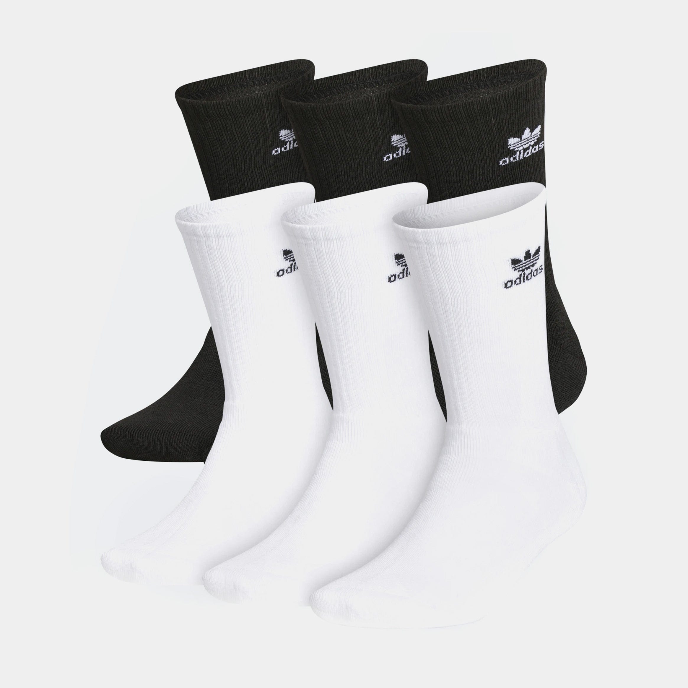 adidas Trefoil Crew 6 Pack Mens Socks (Black/White)