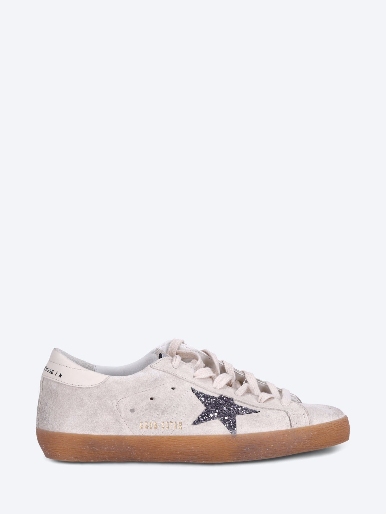 Golden Goose Super star suede upper and toe hf tongue glitter star leather heel sneakers