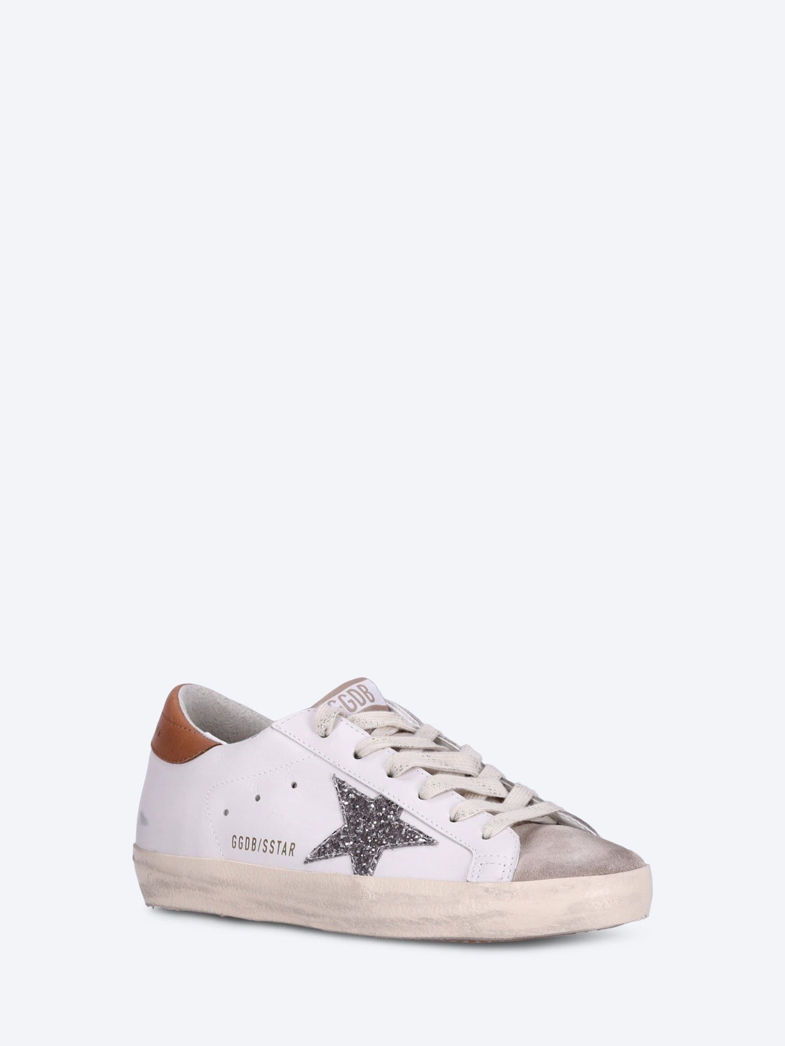 Golden Goose Super star leather upper and heel suede toe glitter star sneakers