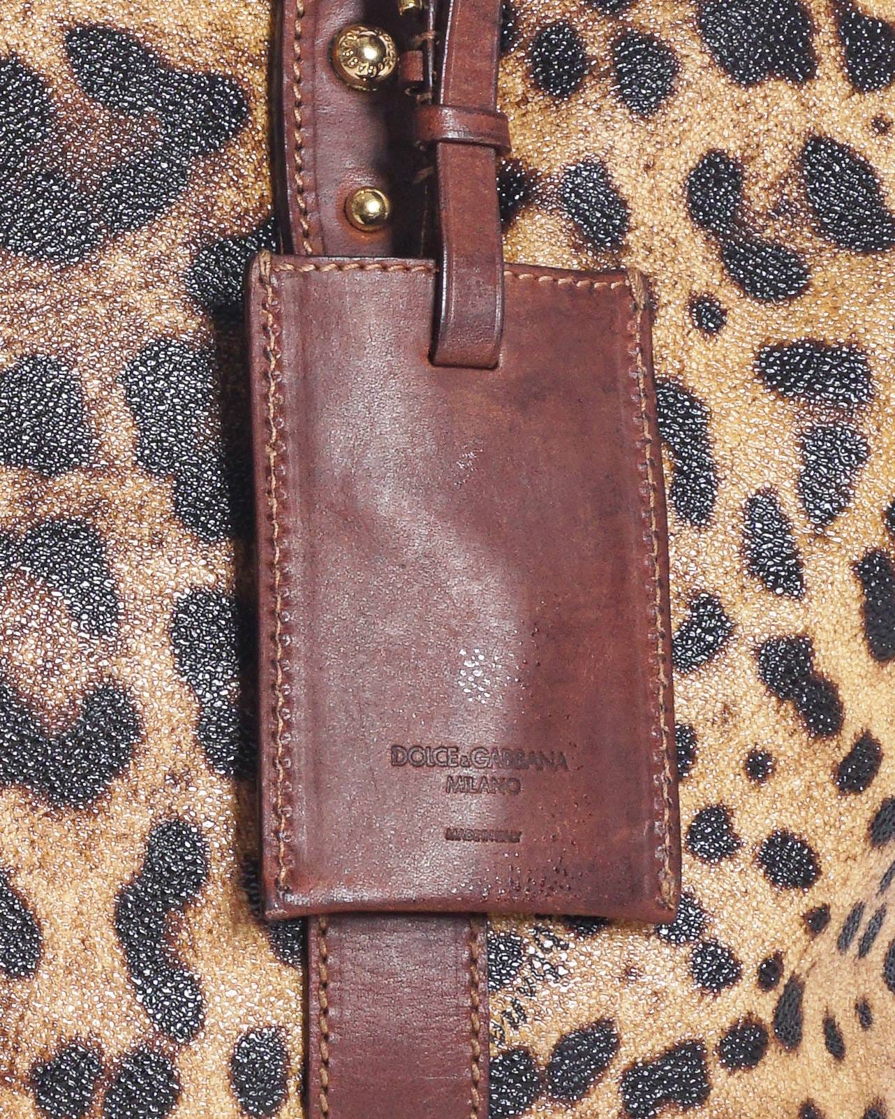Dolce & Gabbana Leopard Print Leather Trim Tote Bag