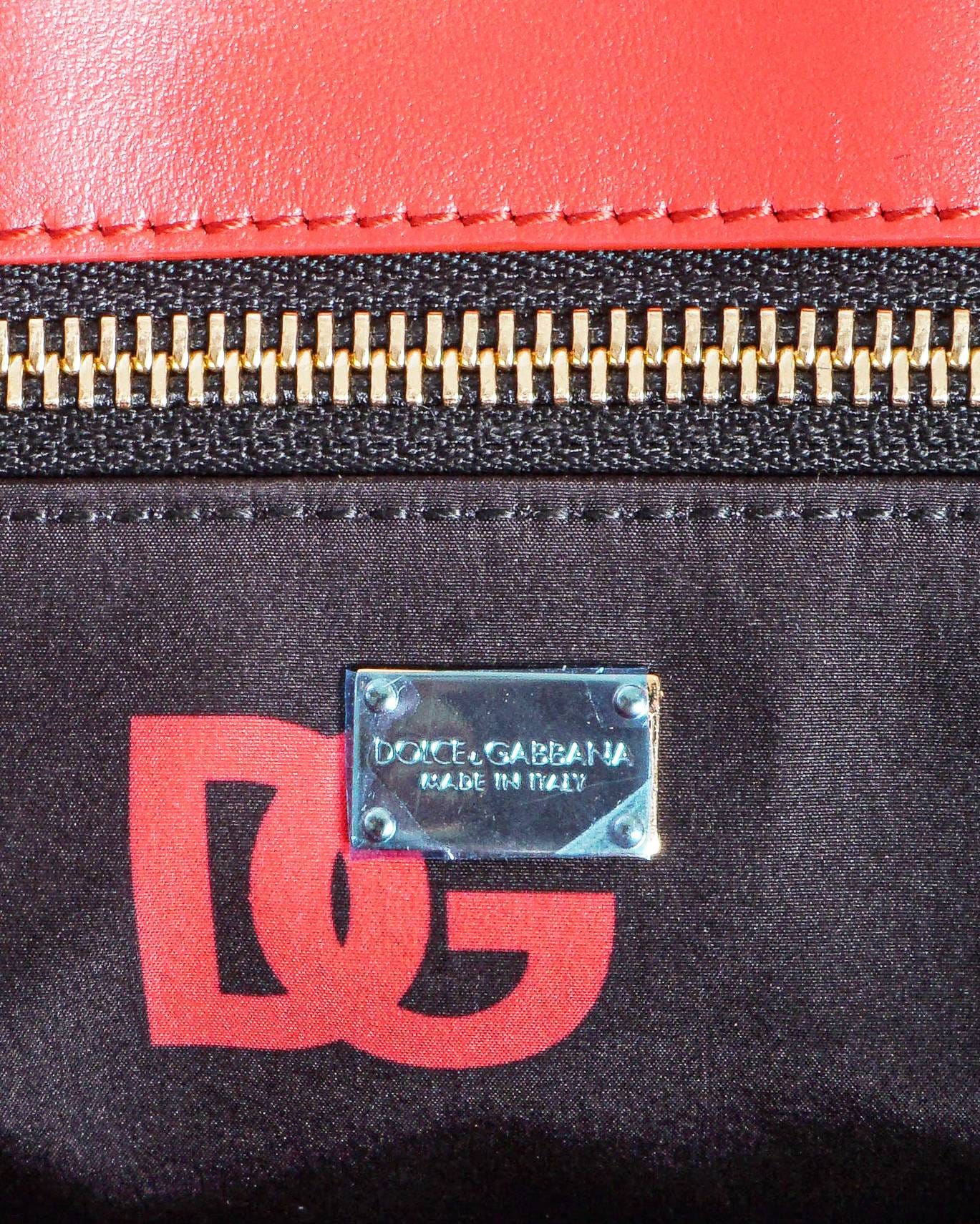 Dolce & Gabbana Red Smooth Leather DG Logo Tote Bag