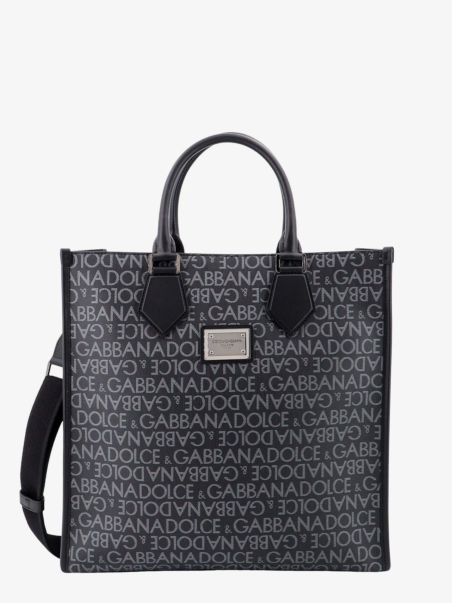 Dolce & Gabbana Coated canvas and leather handbag with all - over logo