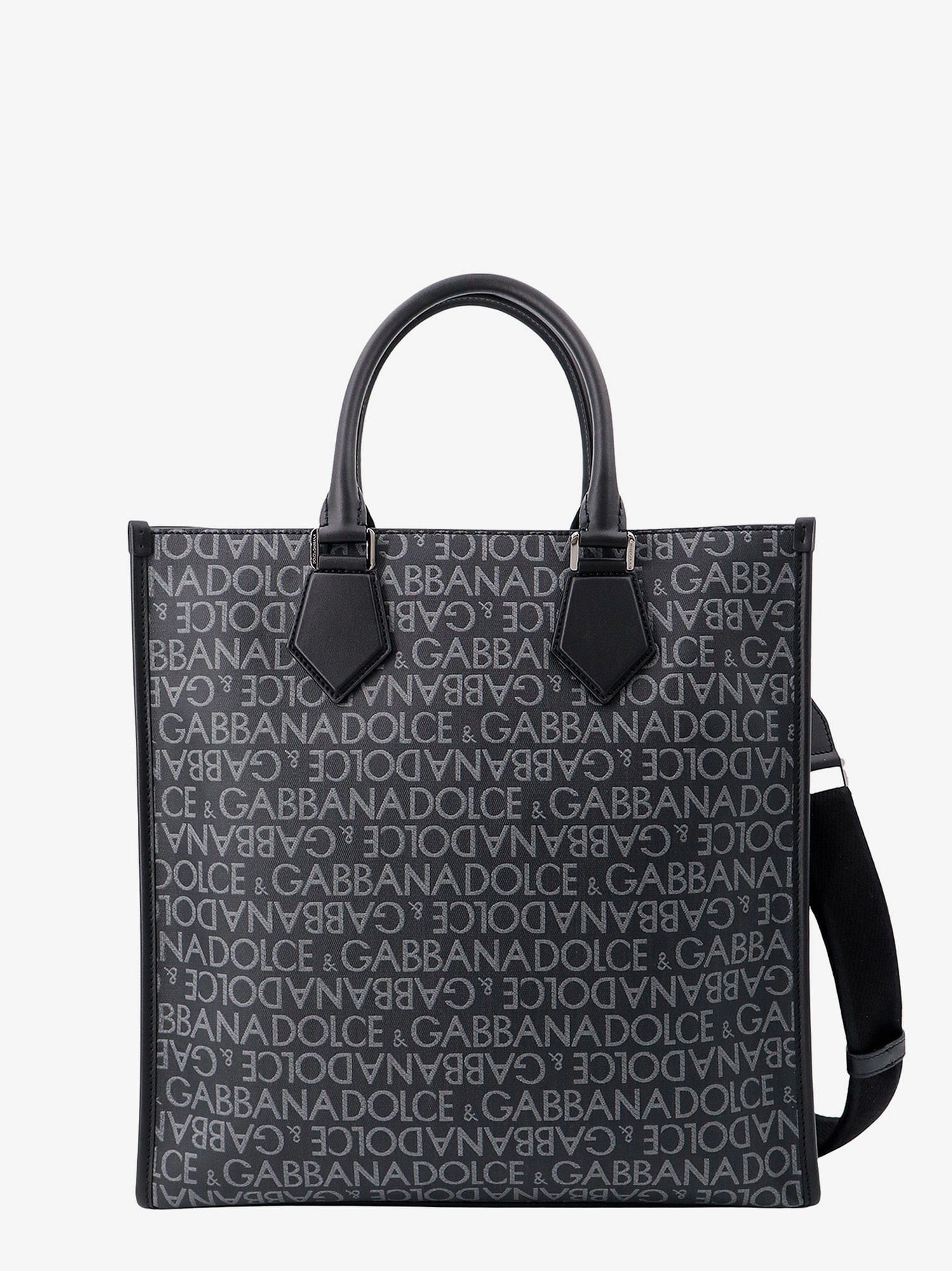 Dolce & Gabbana Coated canvas and leather handbag with all - over logo