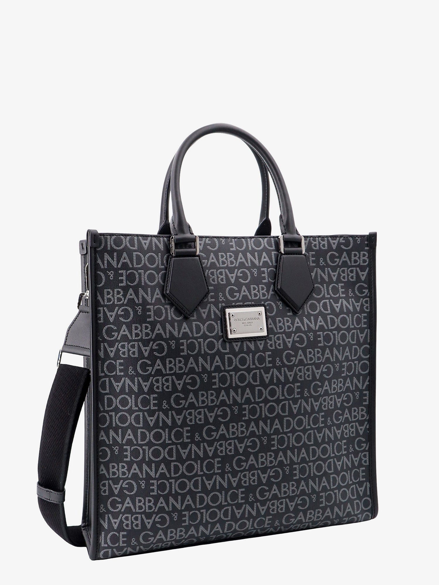 Dolce & Gabbana Coated canvas and leather handbag with all - over logo