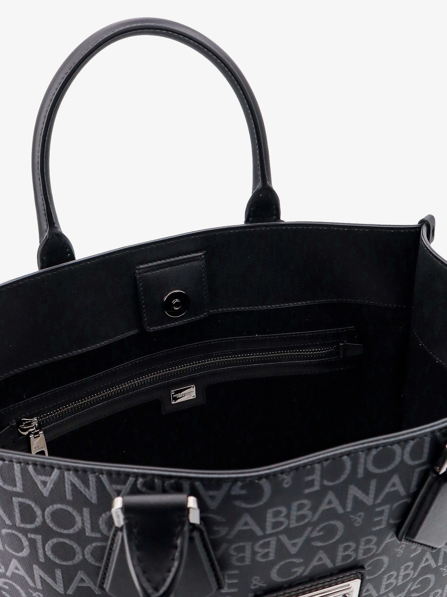 Dolce & Gabbana Coated canvas and leather handbag with all - over logo