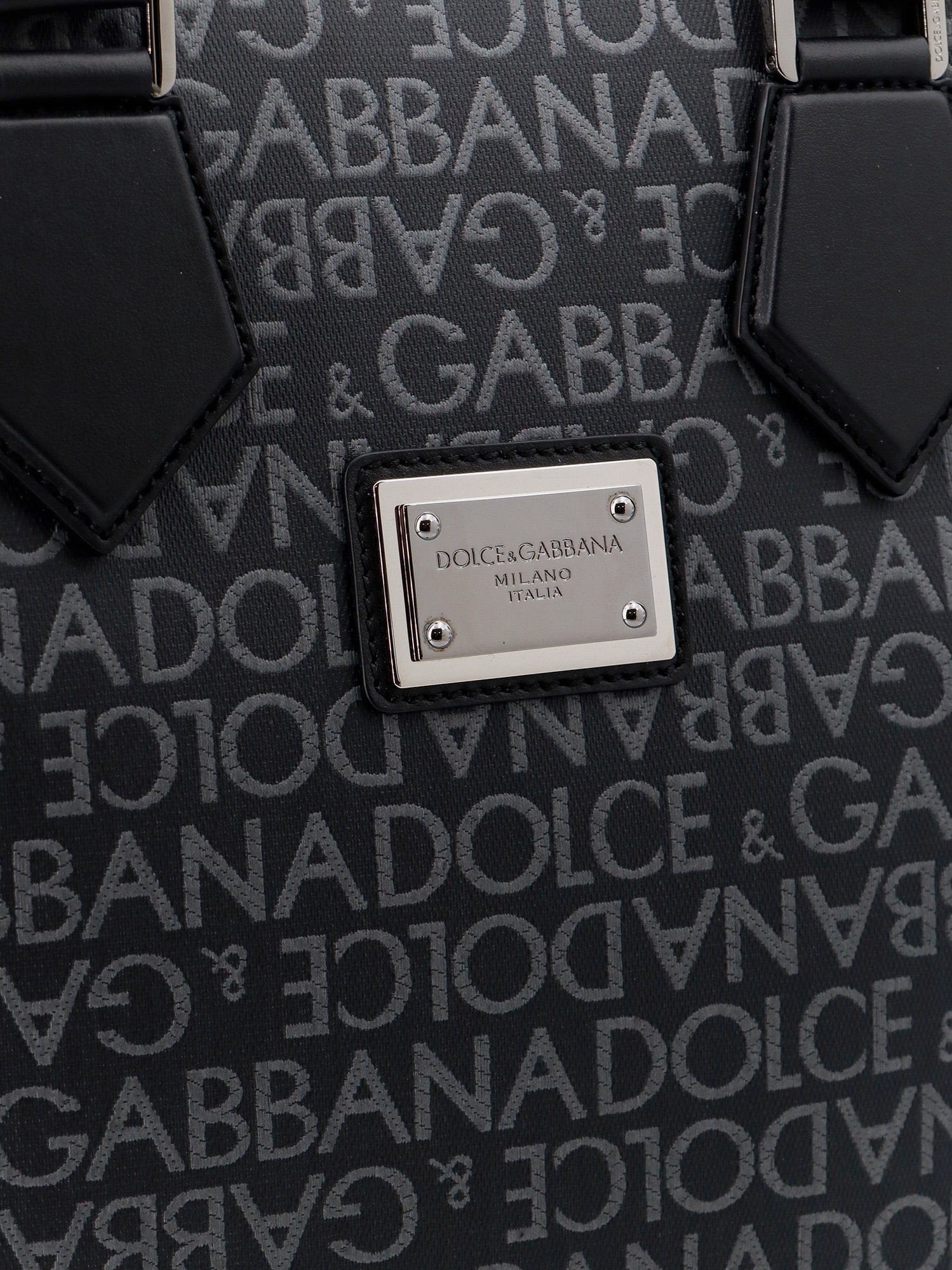 Dolce & Gabbana Coated canvas and leather handbag with all - over logo