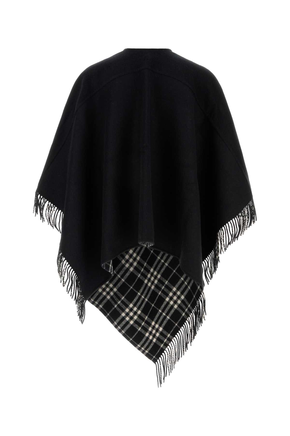 Burberry Wool Fringed Shawl — Black