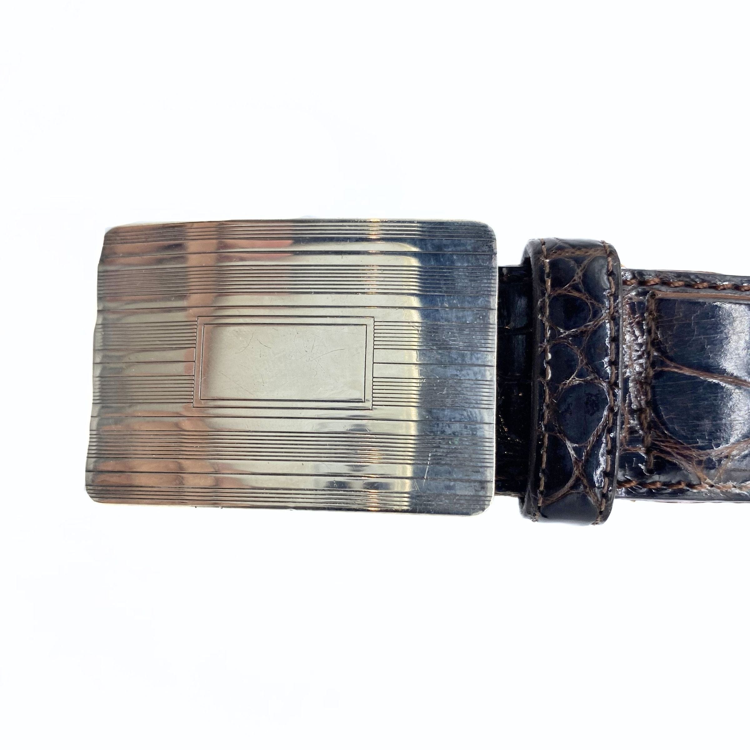Polo Ralph Lauren Brown Alligator Leather with Silver Etched Buckle