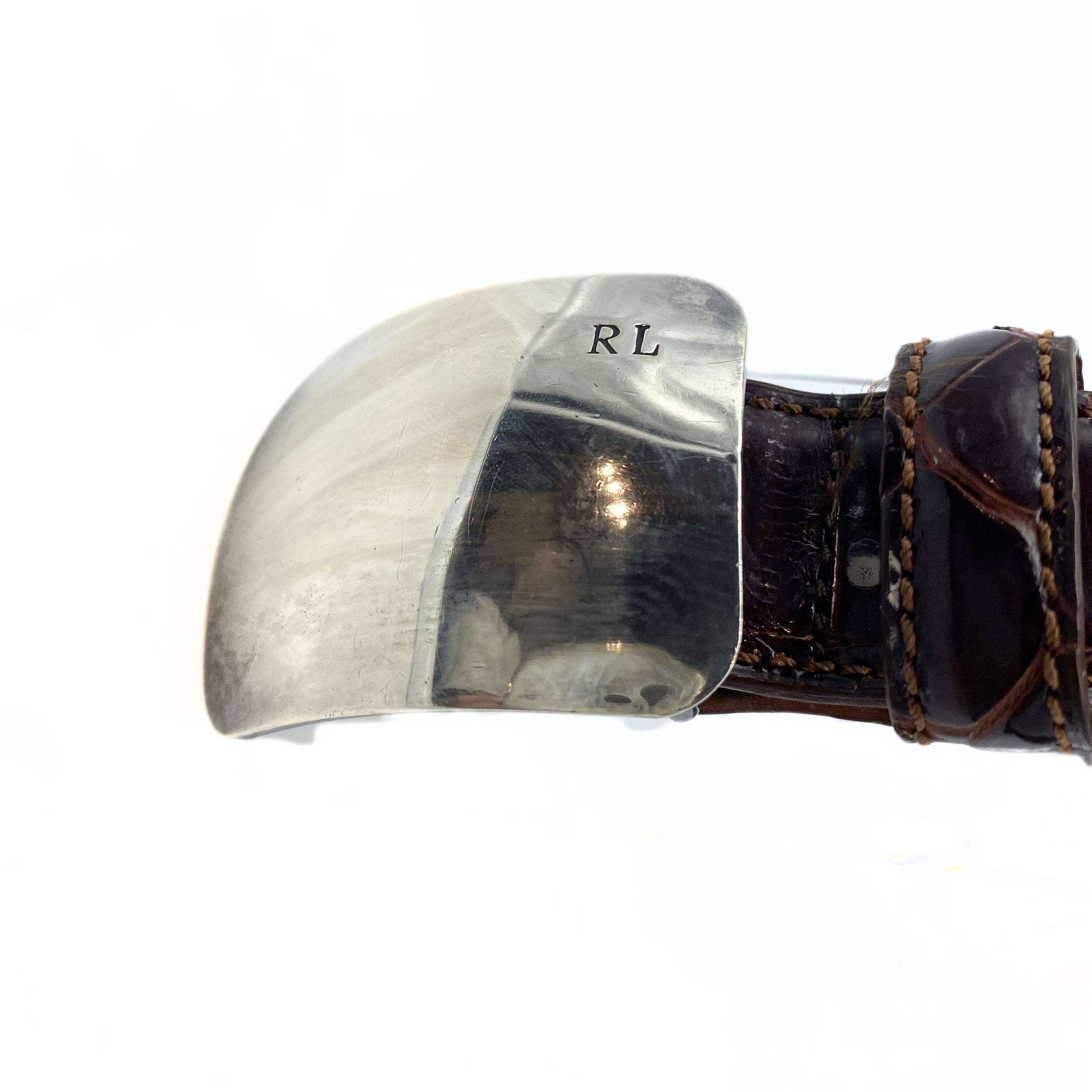 Polo Ralph Lauren Brown Alligator Leather with Silver Square Buckle