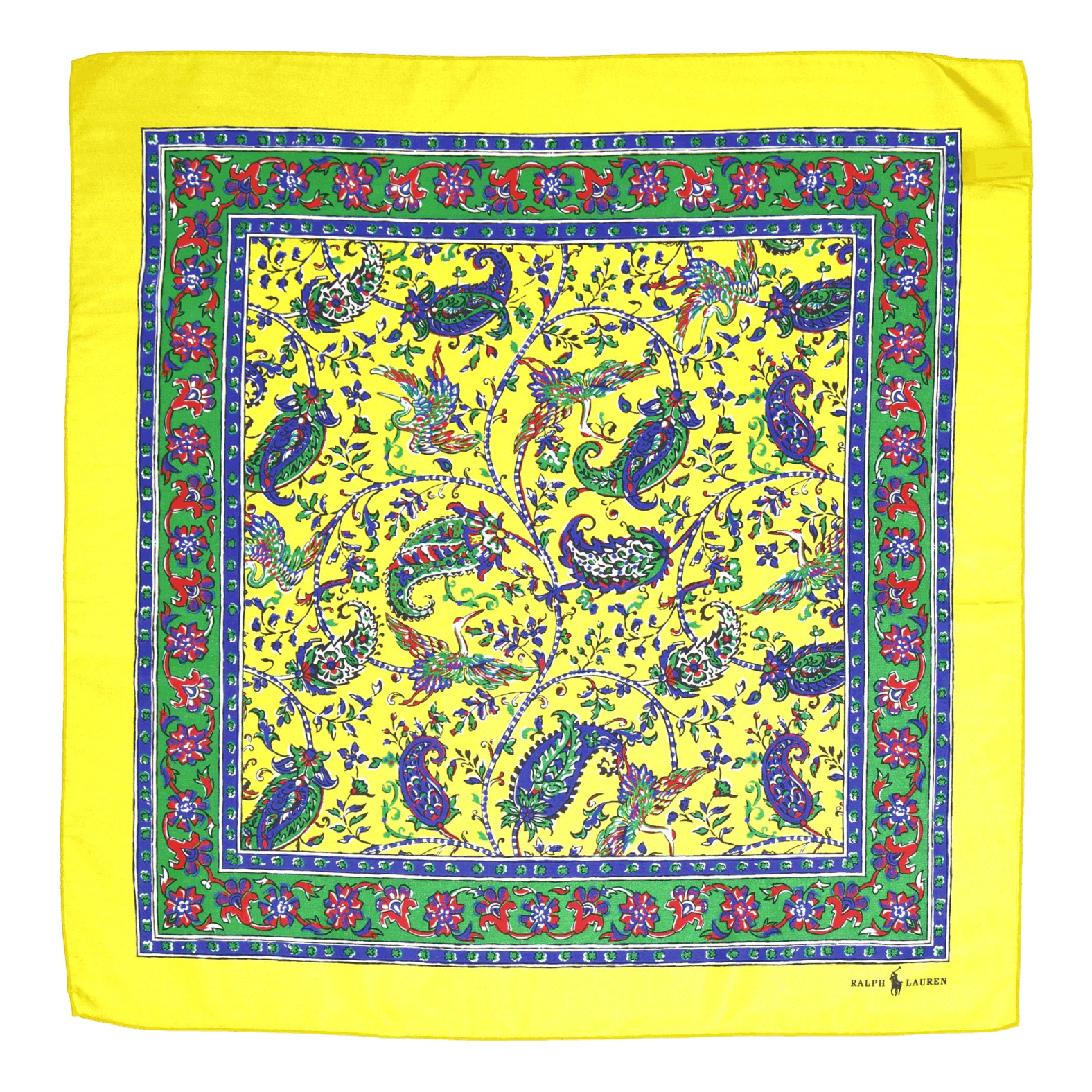 Polo Ralph Lauren Paisley Silk Habotai Bandanna Yellow
