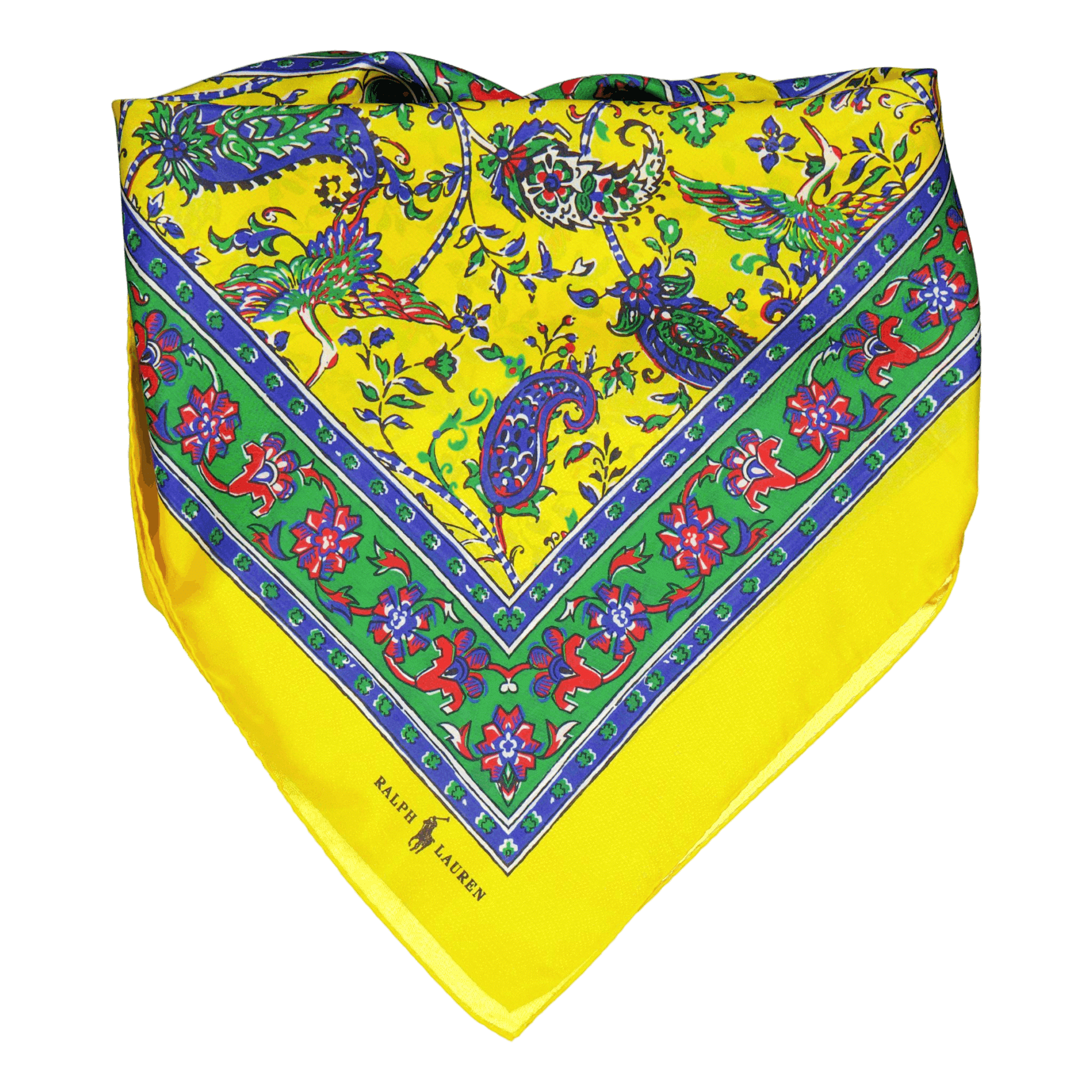 Polo Ralph Lauren Paisley Silk Habotai Bandanna Yellow