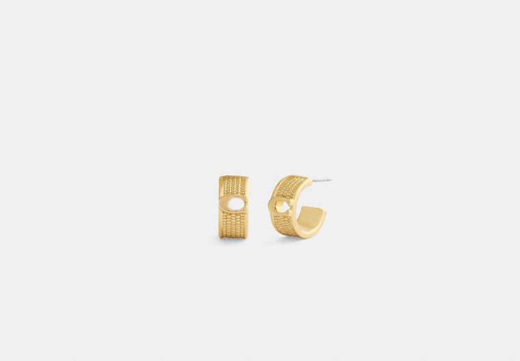 Coach Textured Signature Small Hoop Earrings