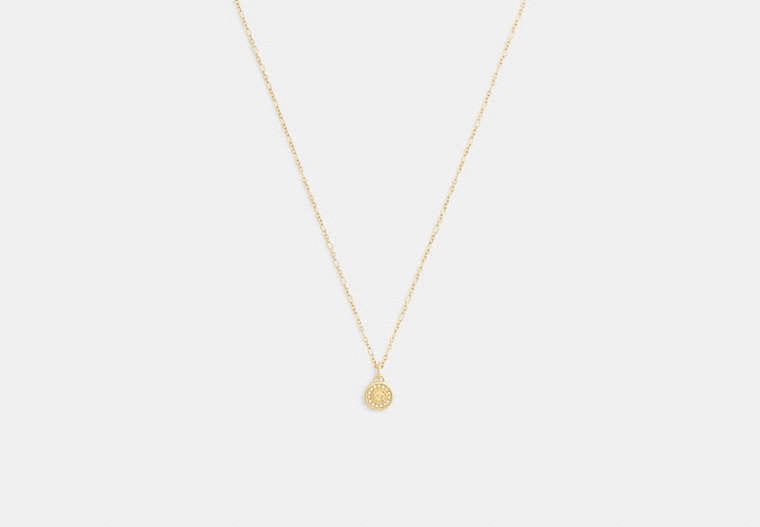 Coach Signature Pavé Coin Pendant Necklace