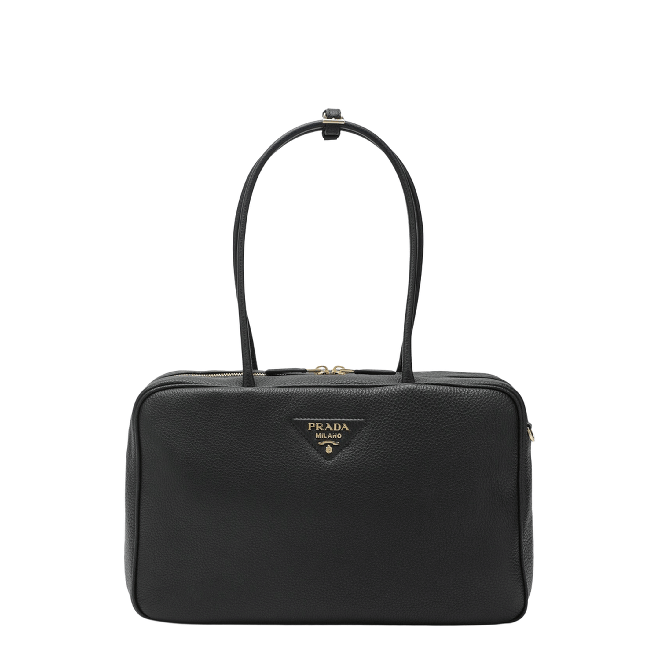 Prada Large Leather Duffle Bag - Black