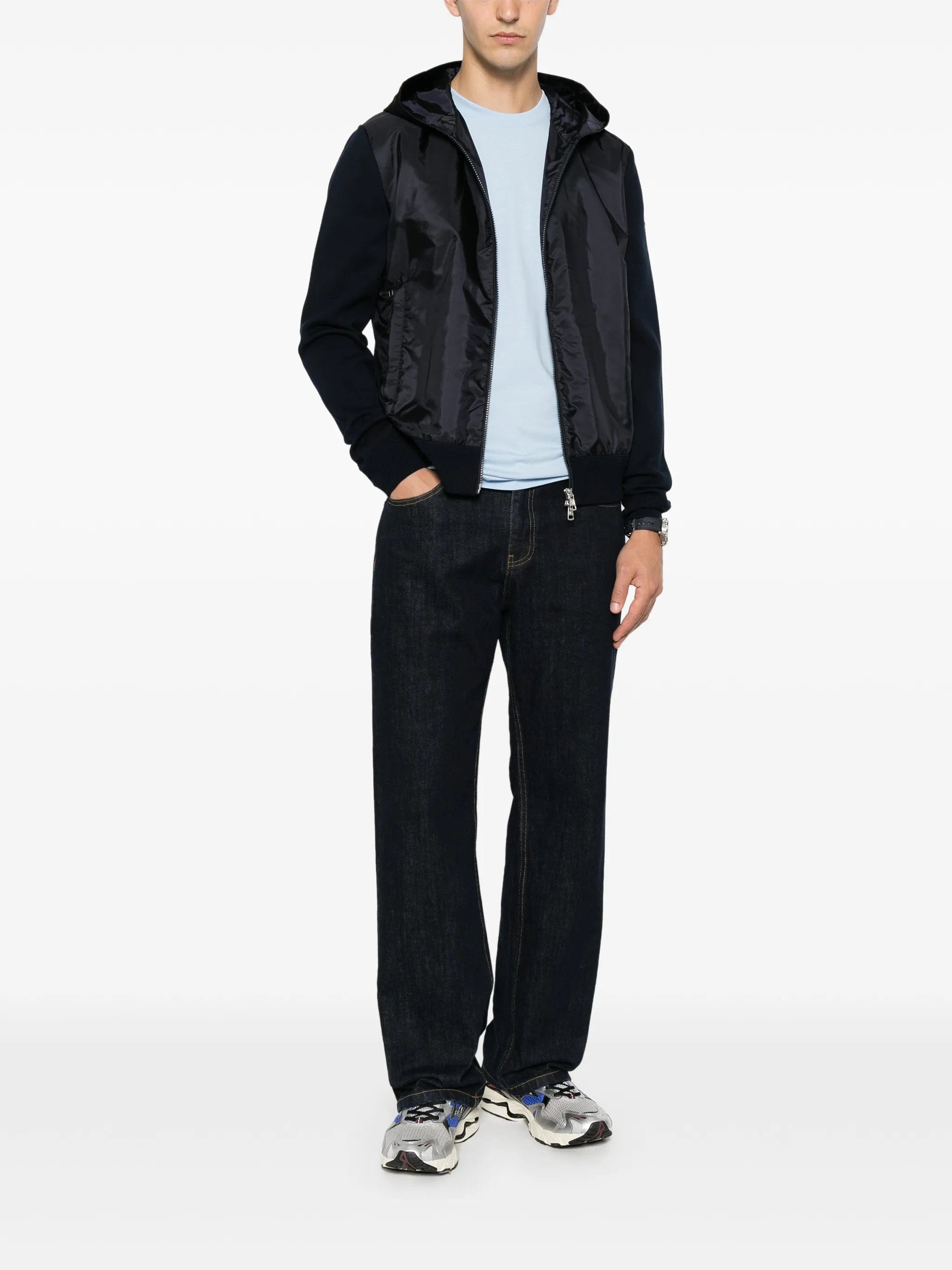 Moncler logo - patch panelled hoodie