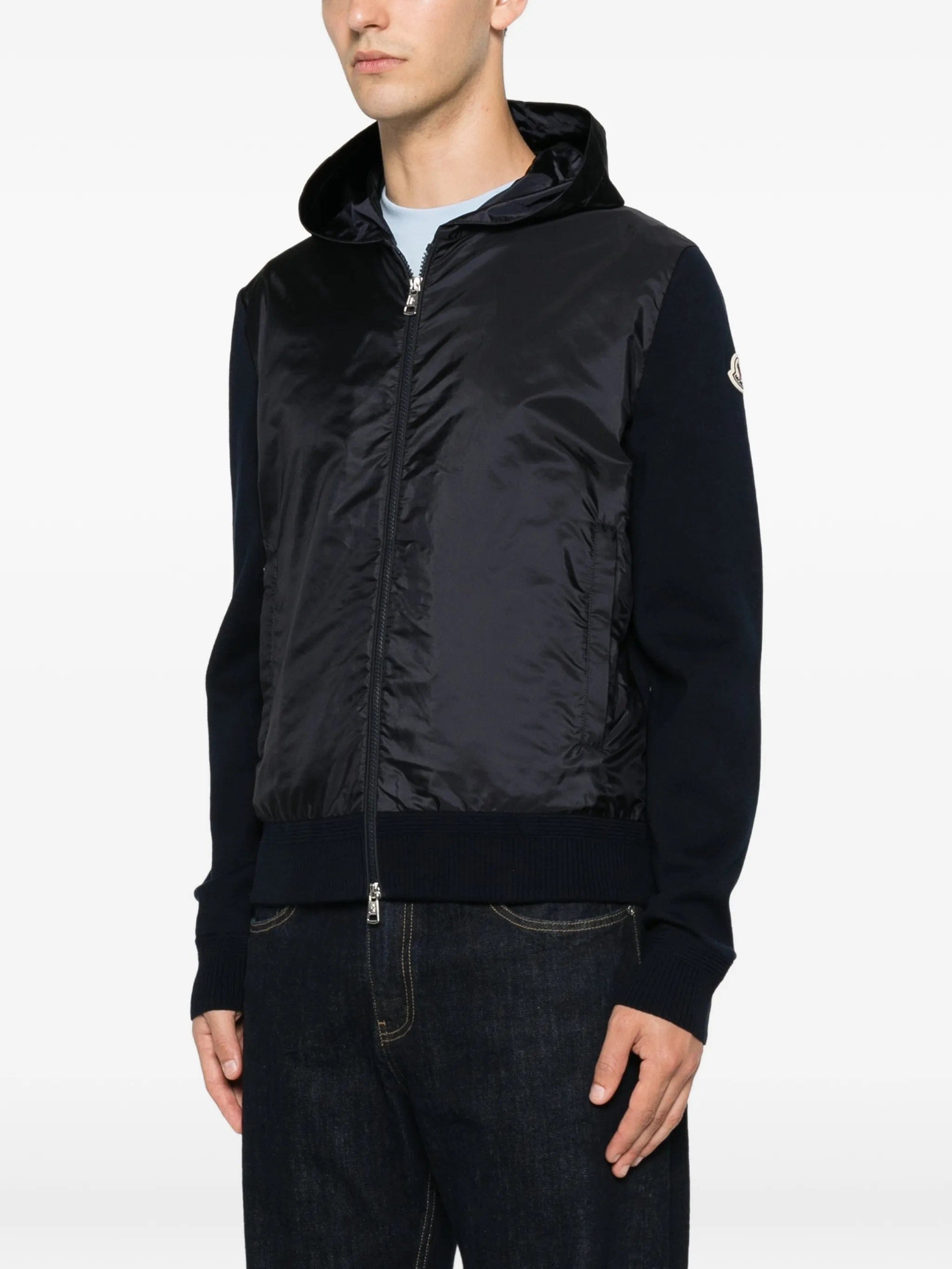 Moncler logo - patch panelled hoodie