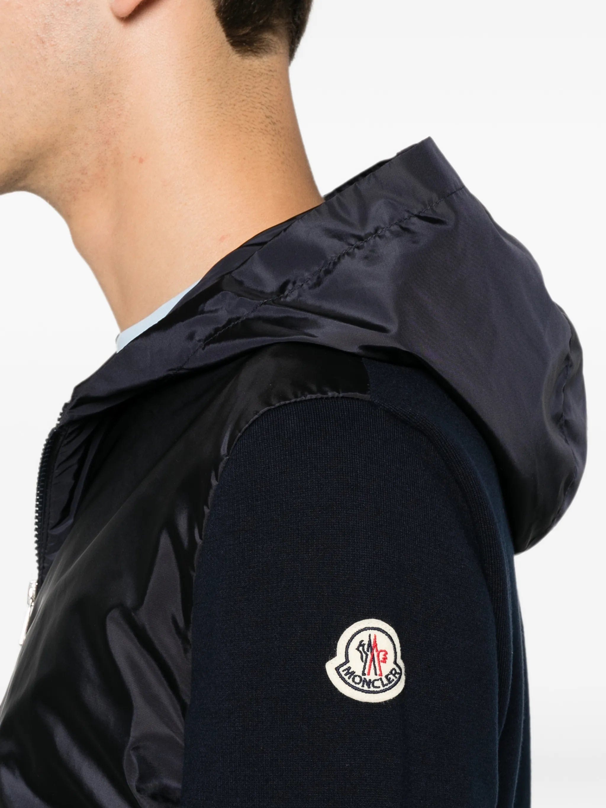 Moncler logo - patch panelled hoodie
