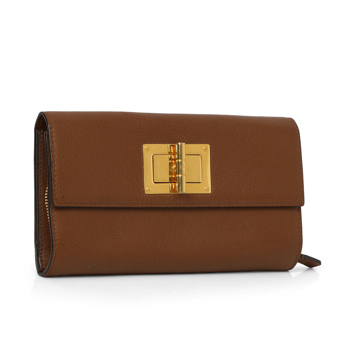 TOM FORD Brown Leather Turnlock Natalia Continental Wallet