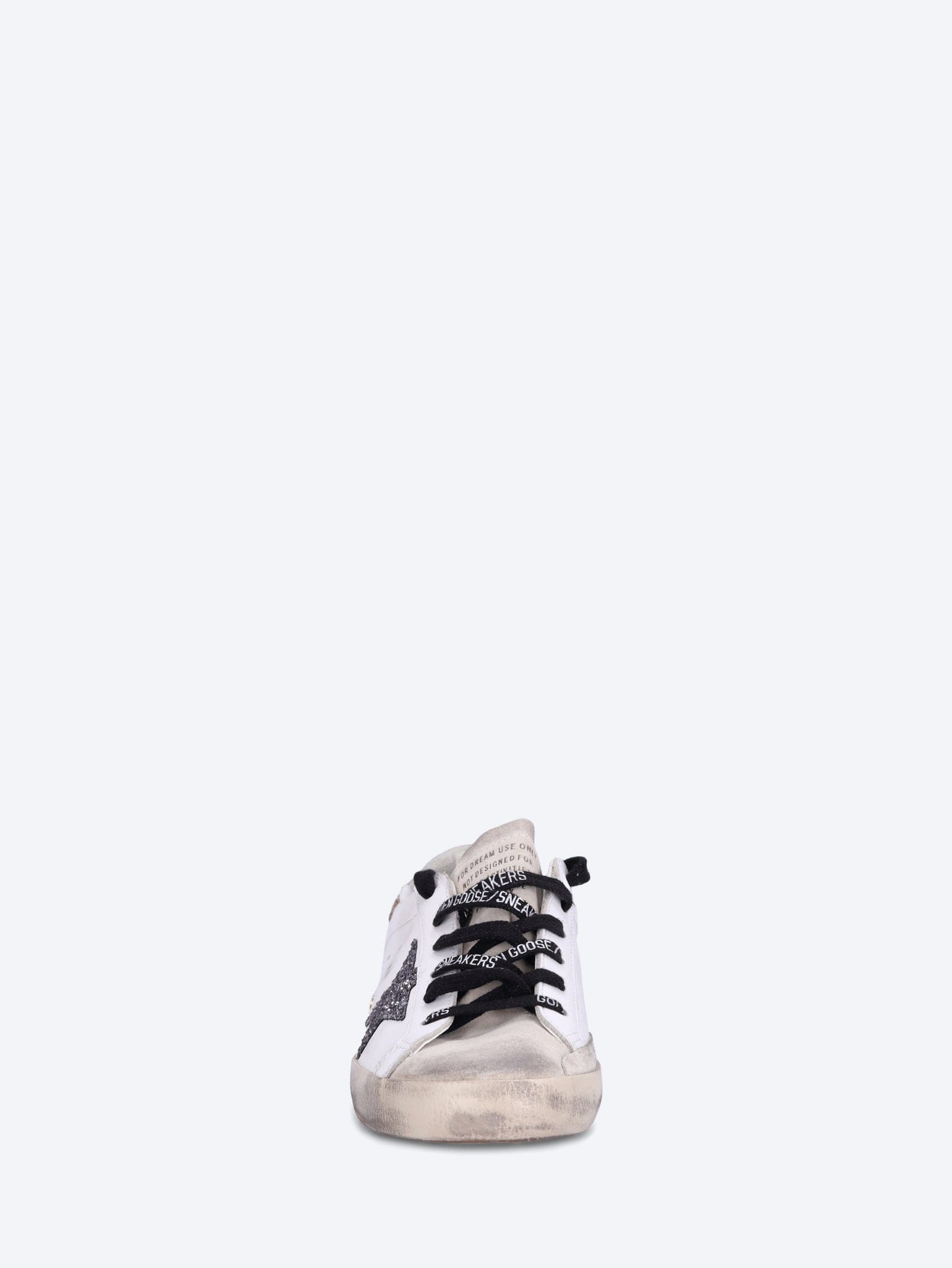 Golden Goose Super - star leather upper glitter star heel and spur metal lettering sneakers