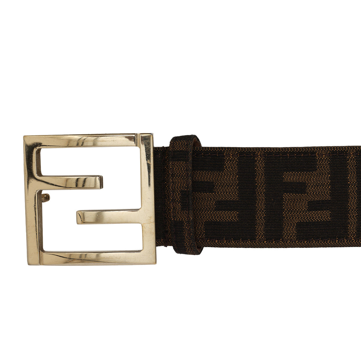 Fendi Brown Jacquard Canvas And Leather Belt 80/ 32