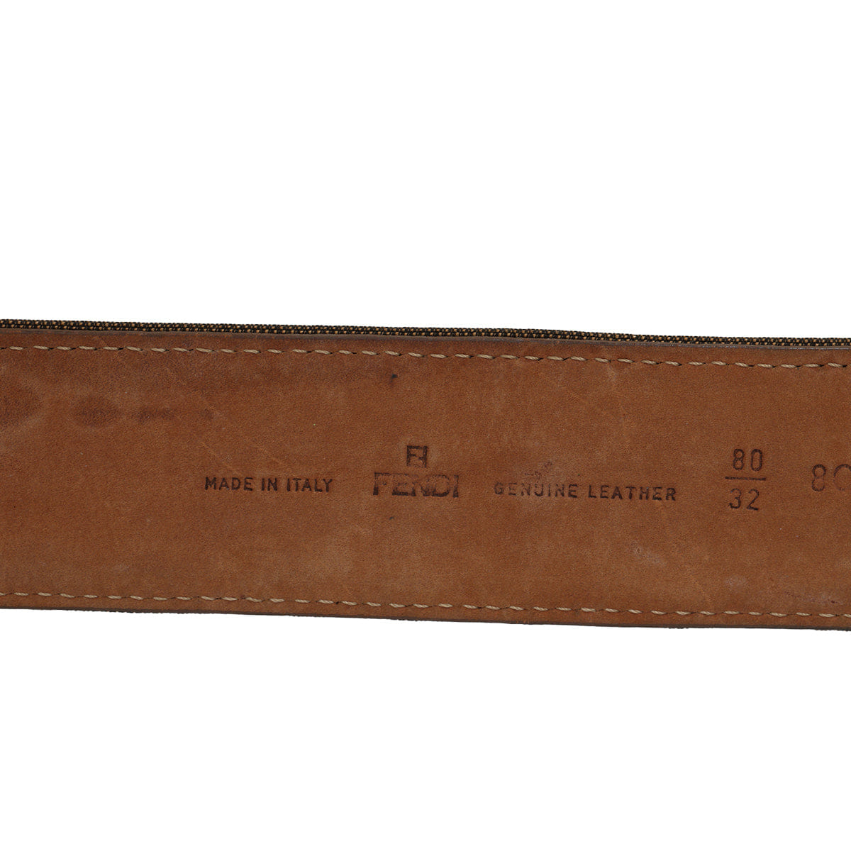 Fendi Brown Jacquard Canvas And Leather Belt 80/ 32