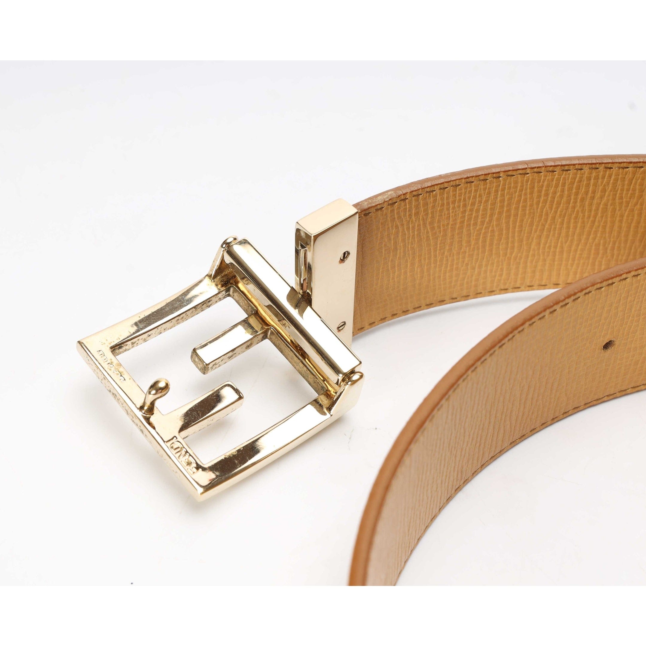 Fendi Beige Zucca Canvas FF Logo Belt
