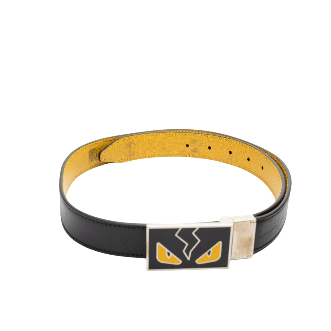 Fendi Vitello Havana Monster Eyes Buckle Reversible Belt