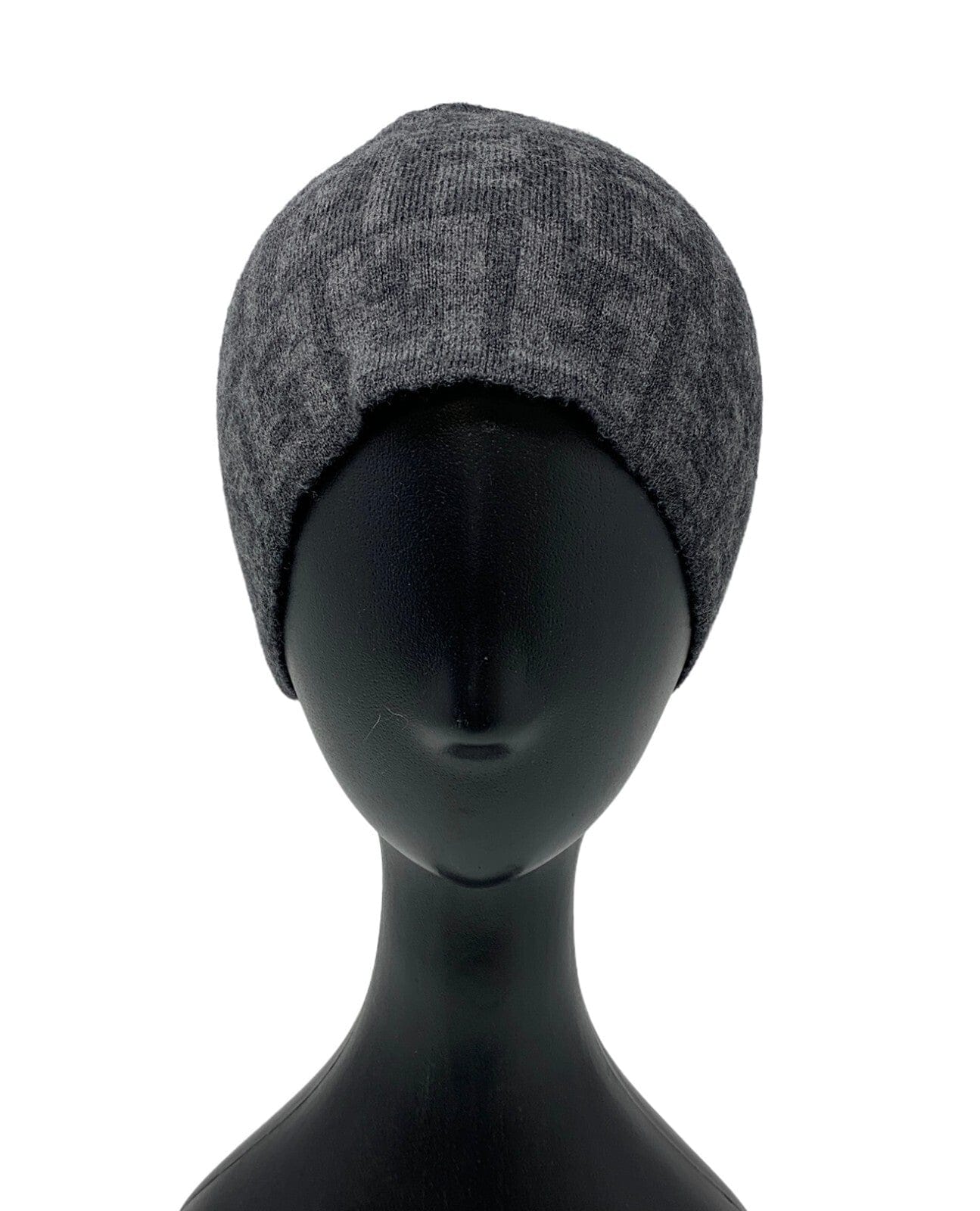 FENDI Vintage Zucca Monogram Knit Beanie #42 Hat Fashion Accessory Wool RankAB+