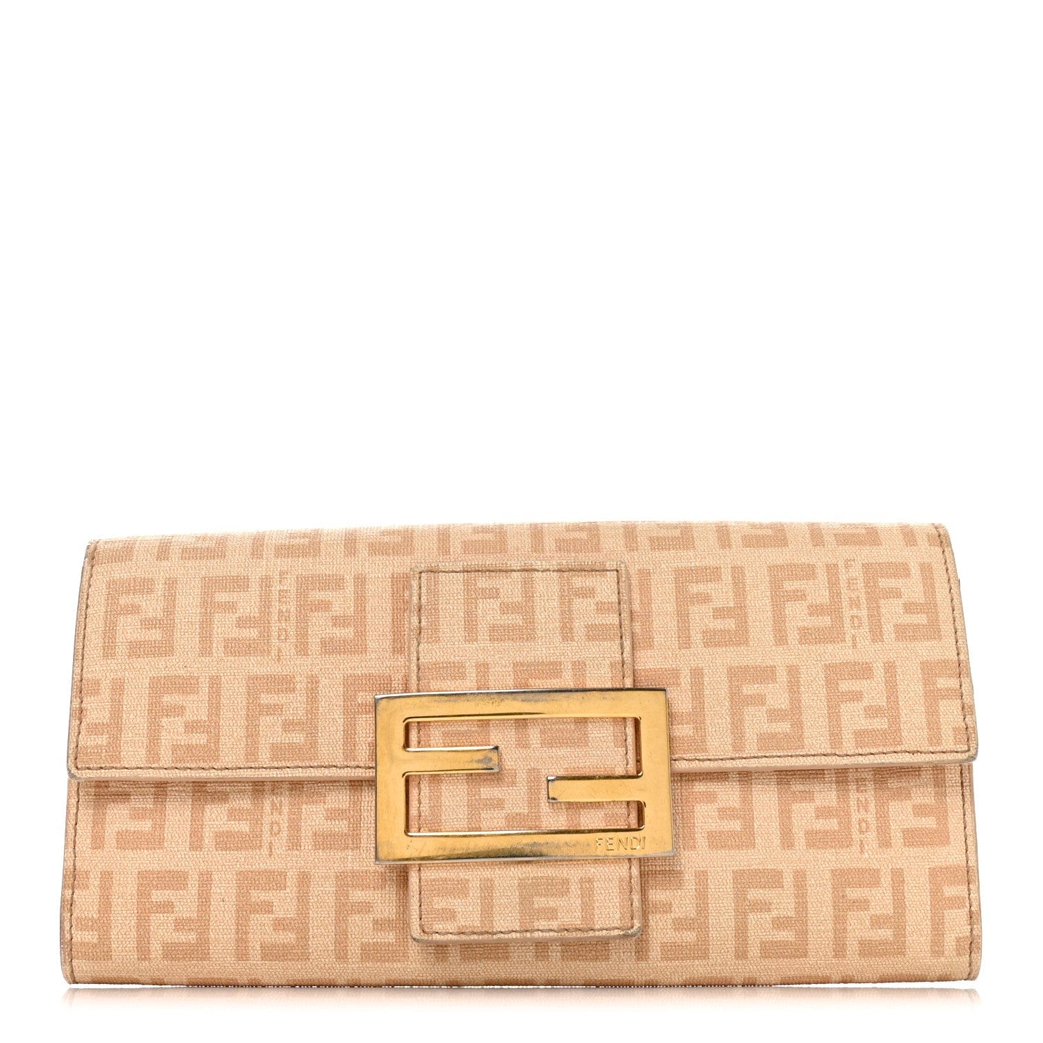 Fendi Zucchino Spalmati Forever Continental Wallet Camelia