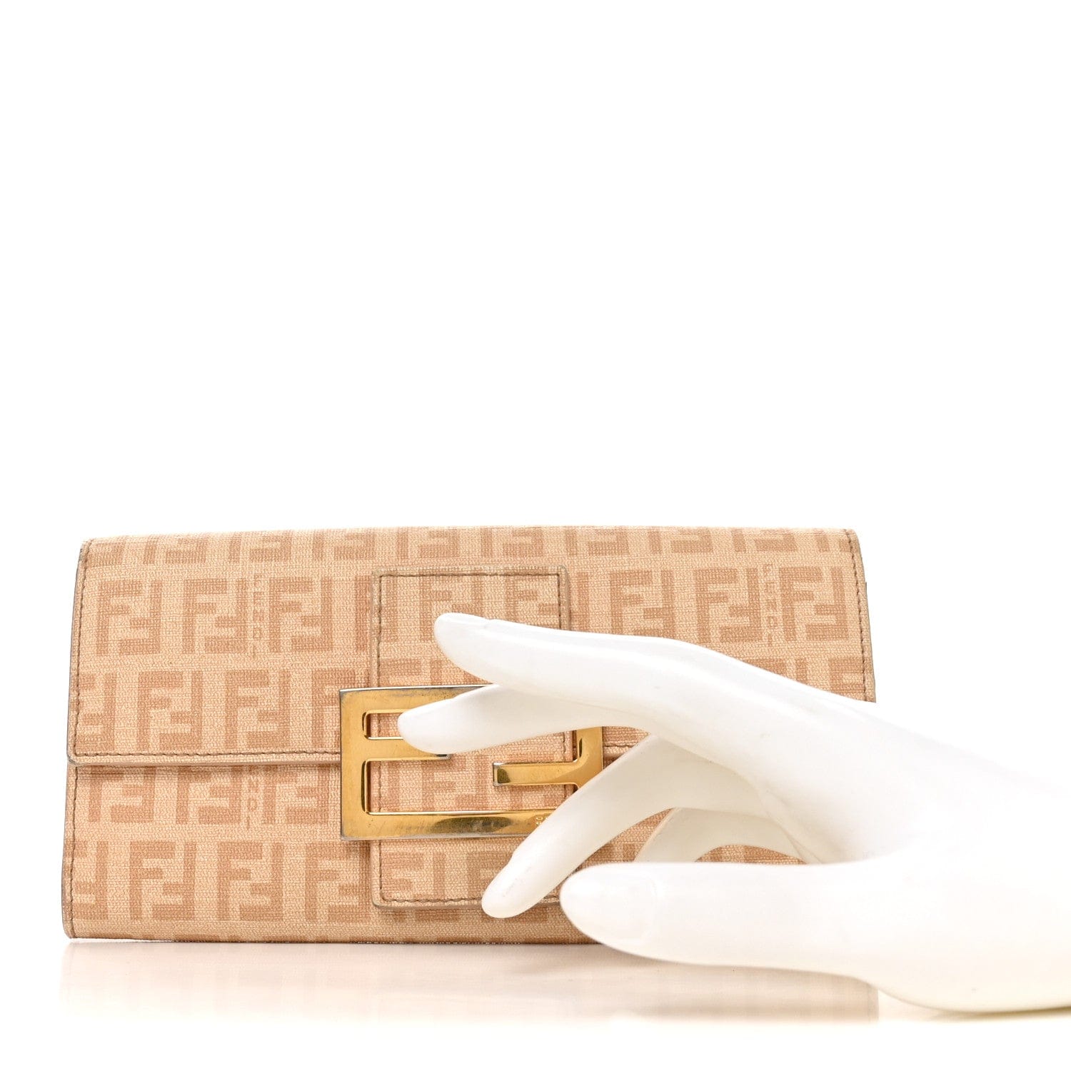 Fendi Zucchino Spalmati Forever Continental Wallet Camelia