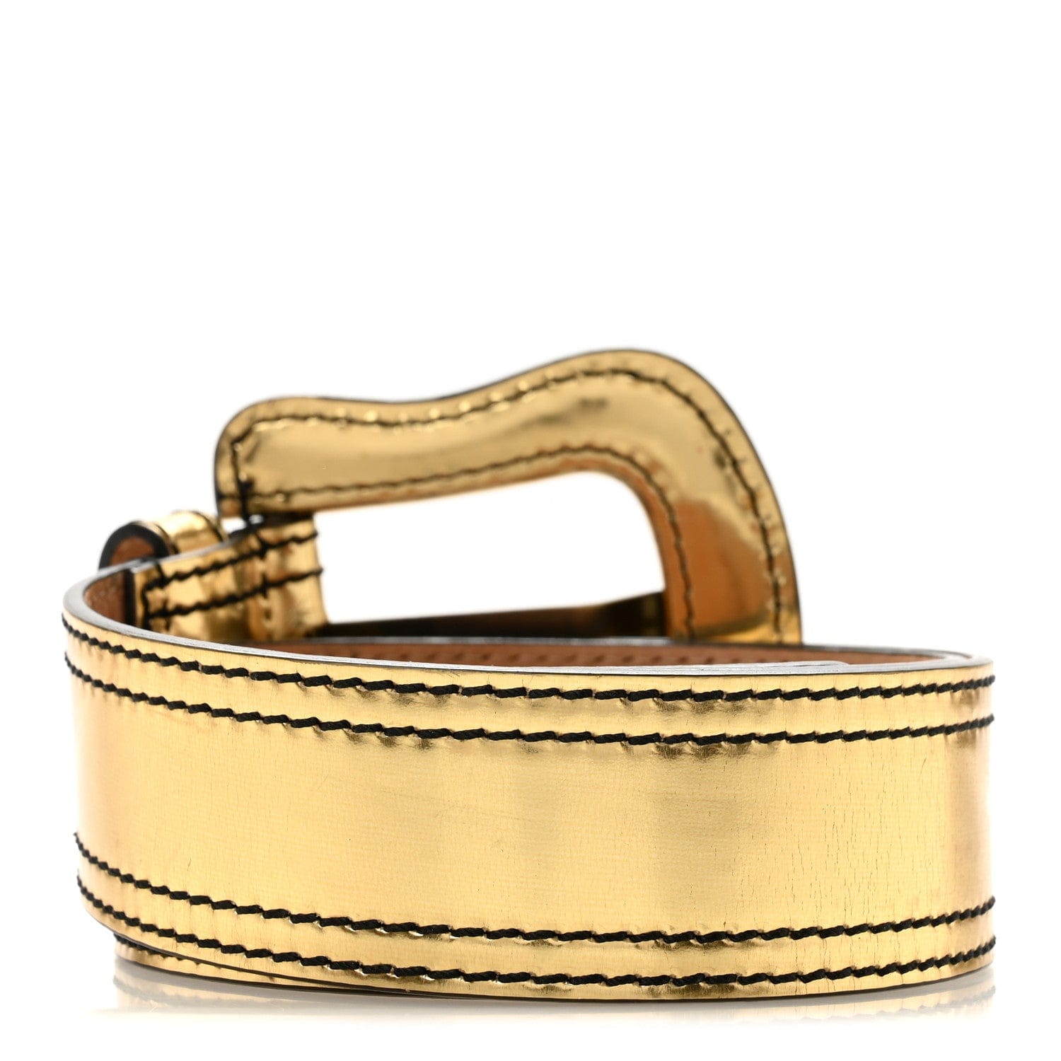 Fendi Metallic Patent B Belt 80 32 Gold