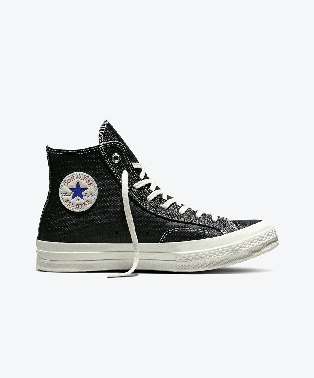 Converse | CHUCK 70 PERFORATED LEATHER { BLACK/BLUE/RED