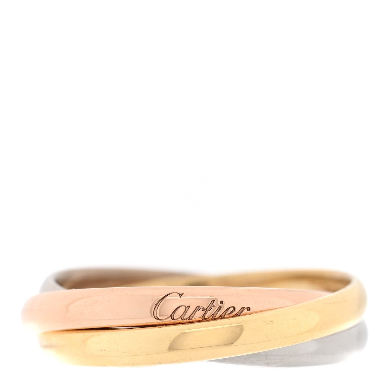 Cartier 18K Pink Yellow White Gold Small Trinity Ring 55 7.25