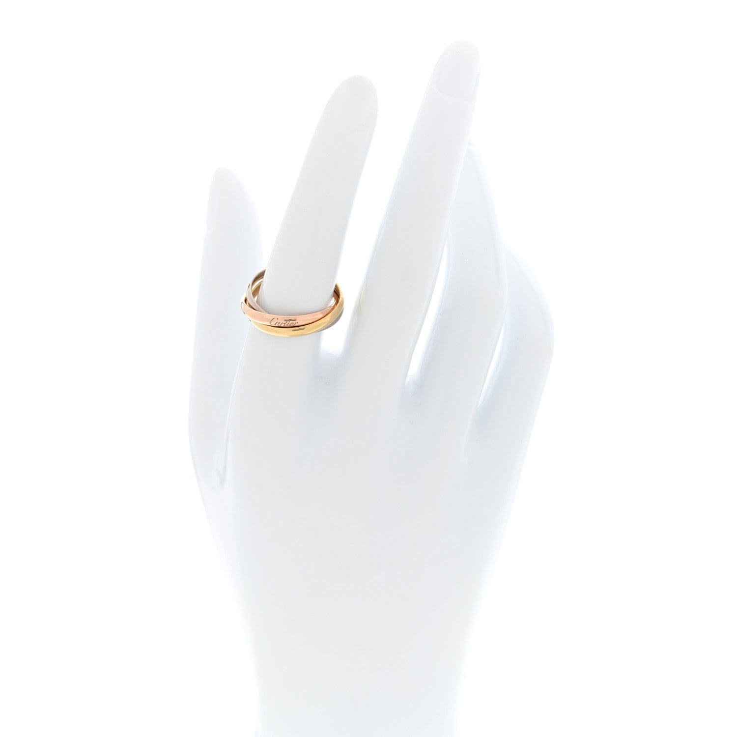Cartier 18K Pink Yellow White Gold Small Trinity Ring 55 7.25