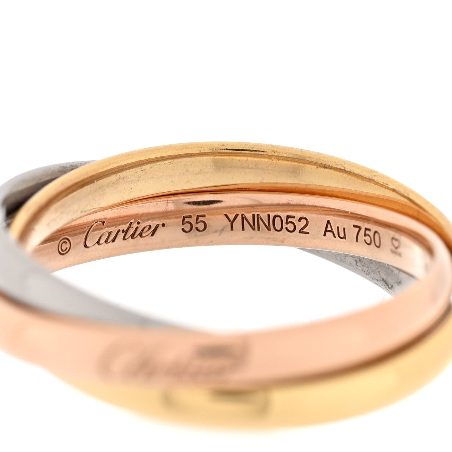 Cartier 18K Pink Yellow White Gold Small Trinity Ring 55 7.25
