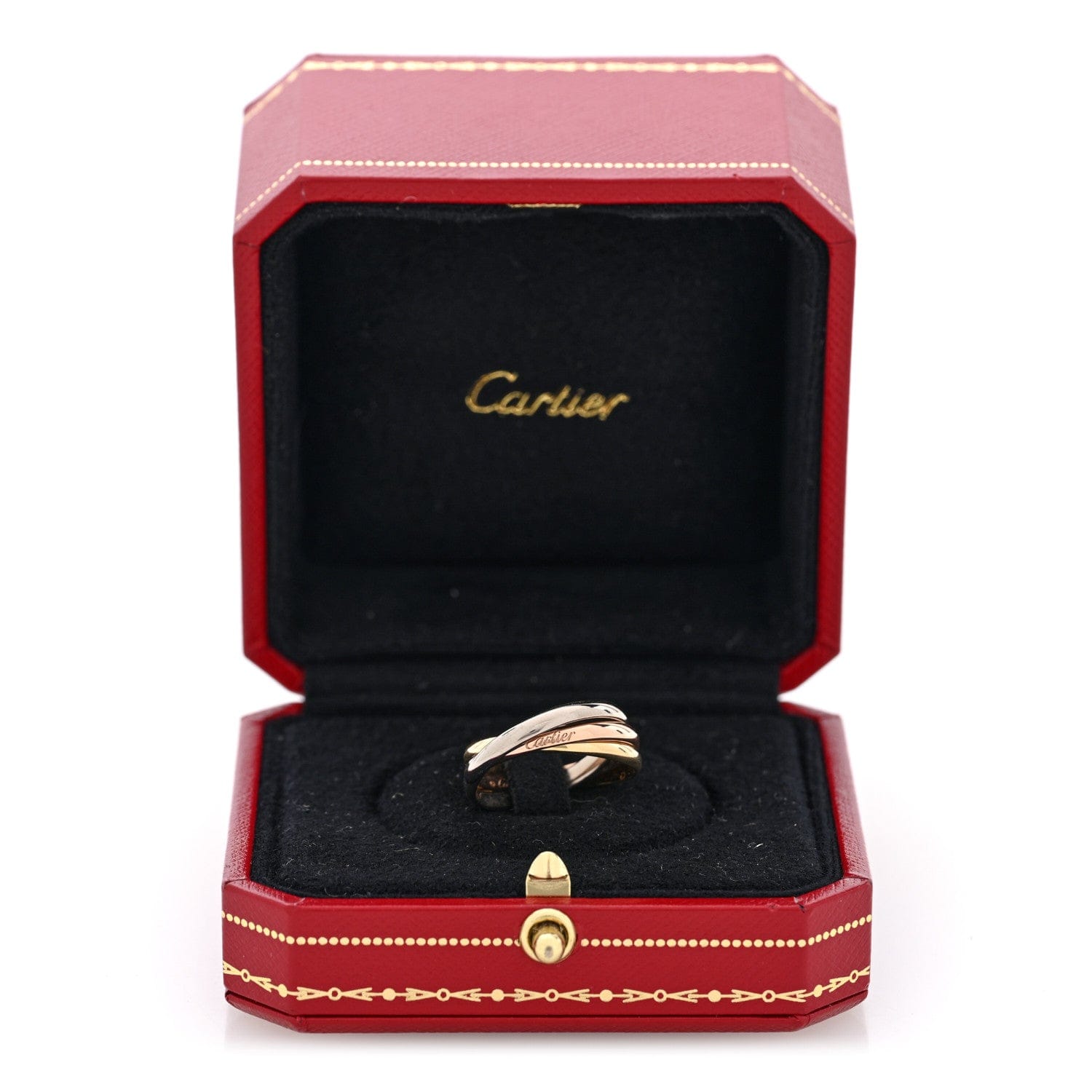 Cartier 18K Pink Yellow White Gold Small Trinity Ring 55 7.25