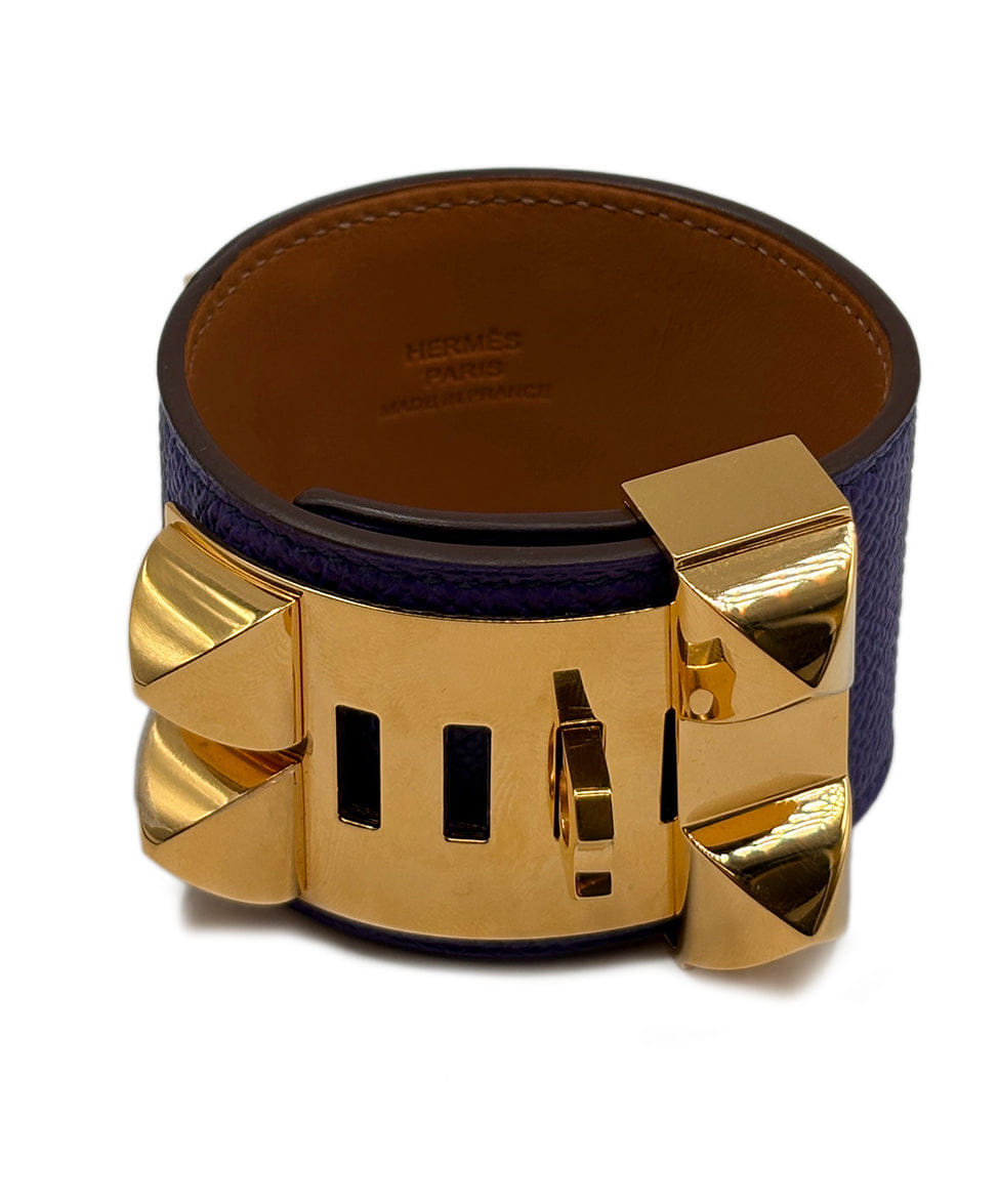 Hermes Collier de Chien Purple Leather Bracelet