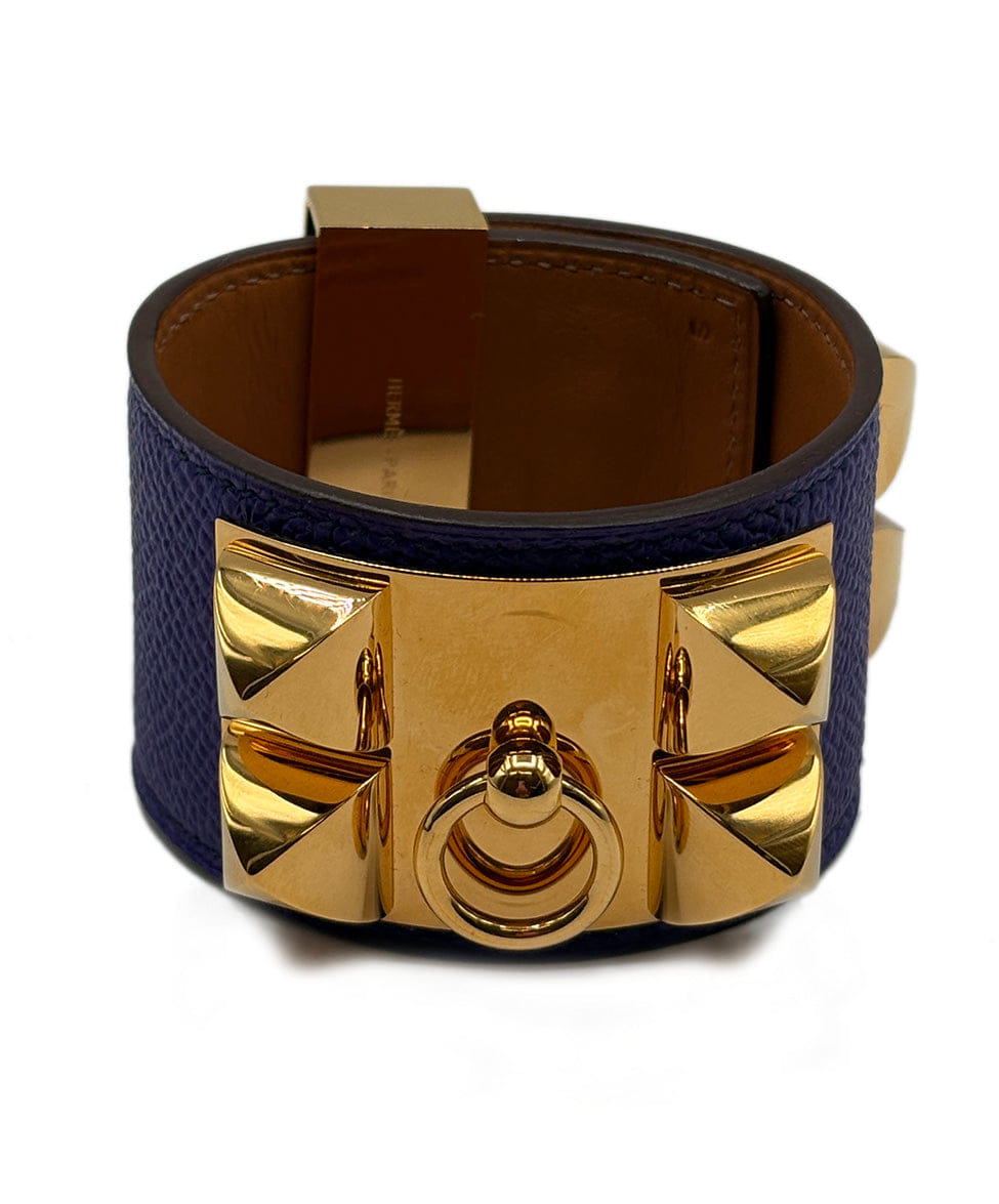 Hermes Collier de Chien Purple Leather Bracelet