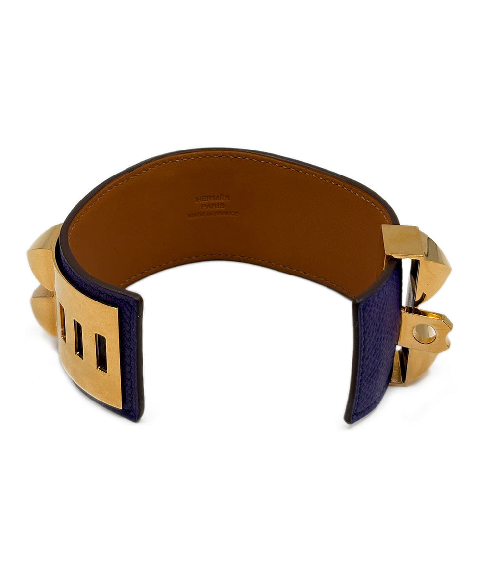 Hermes Collier de Chien Purple Leather Bracelet