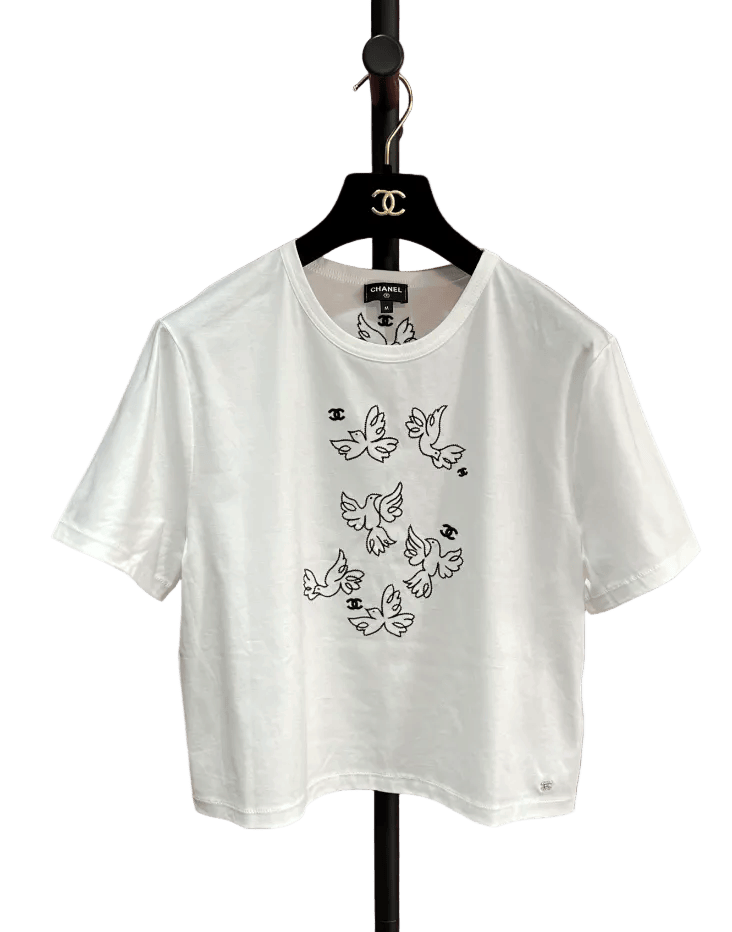 CHANEL DOVE WHITE T-Shirt M FT102083